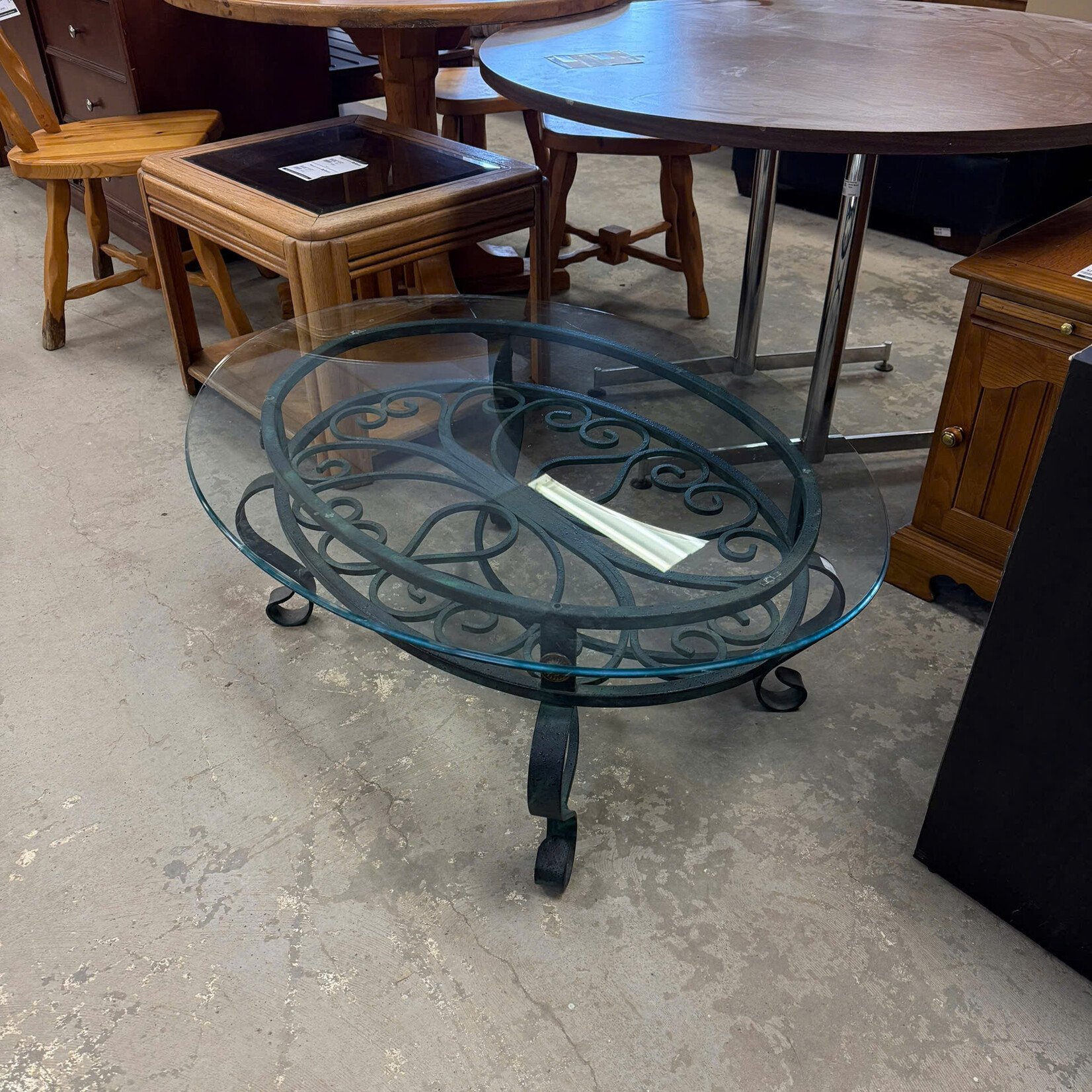 Oval Glass Top Table