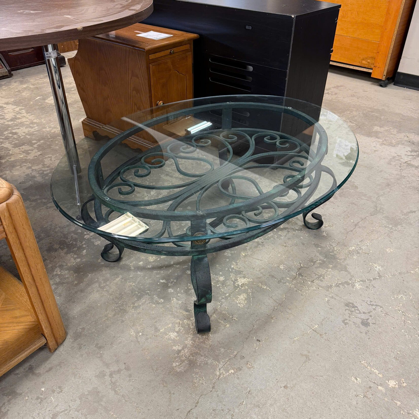 Oval Glass Top Table