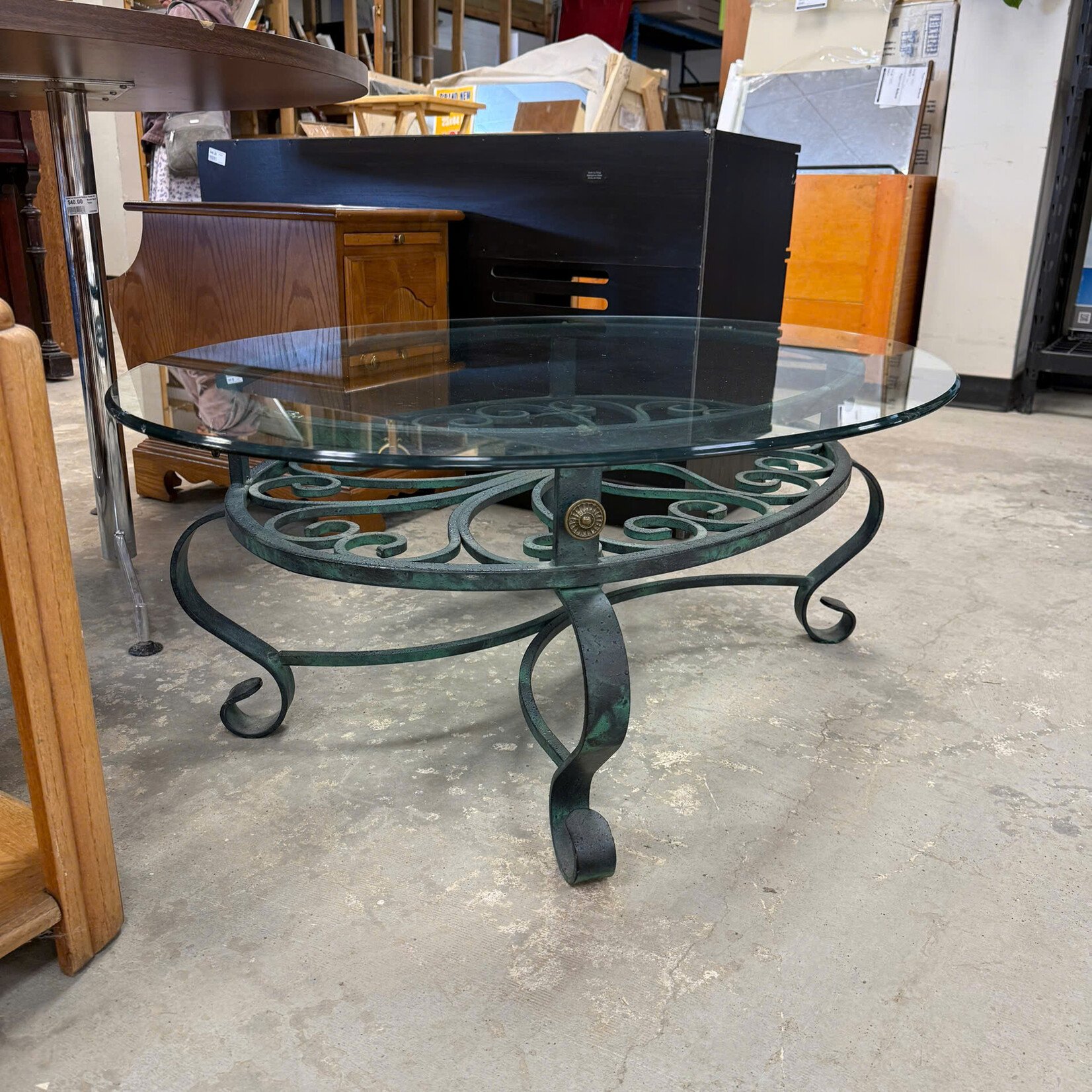 Oval Glass Top Table