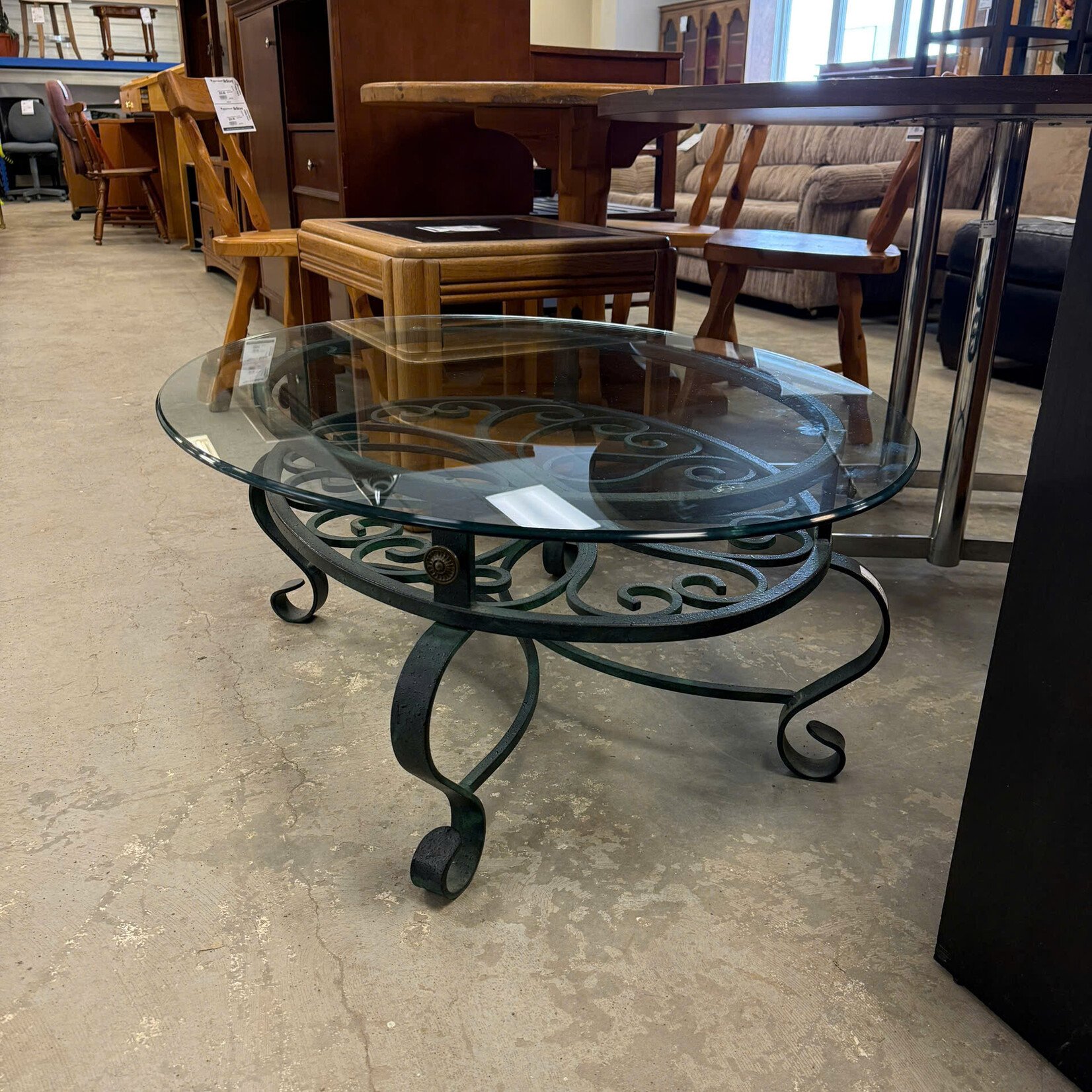 Oval Glass Top Table
