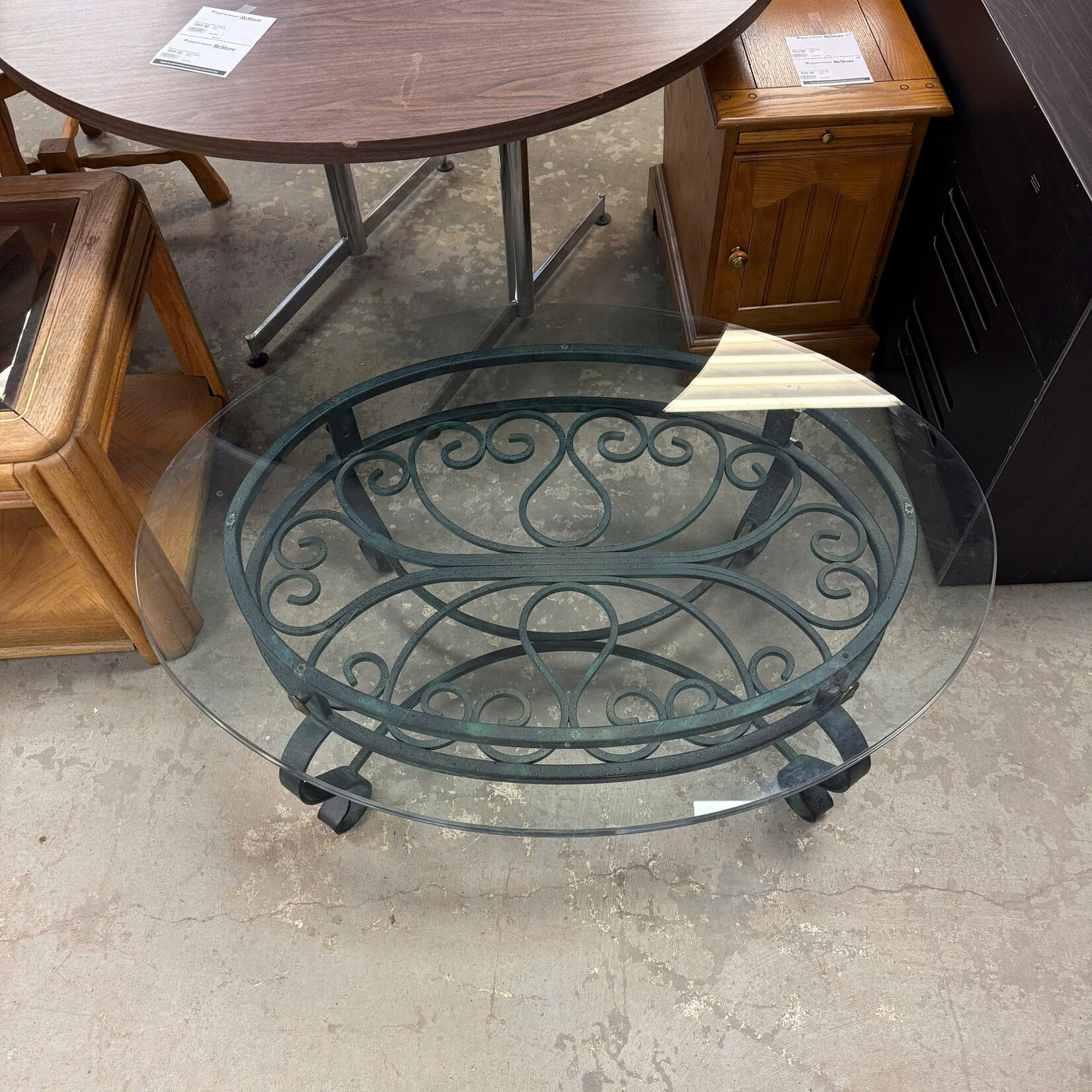 Oval Glass Top Table