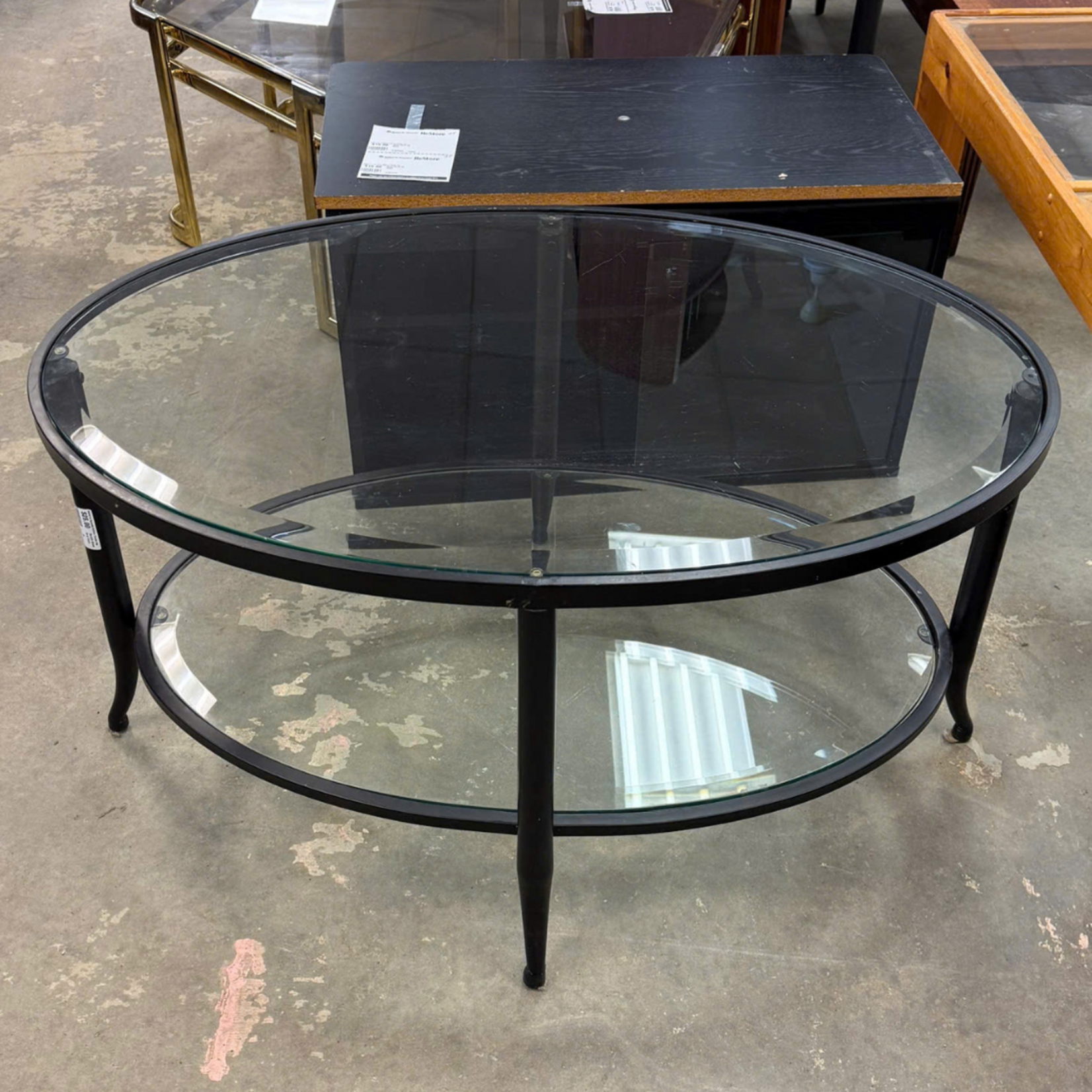 Double Glass Oval Table