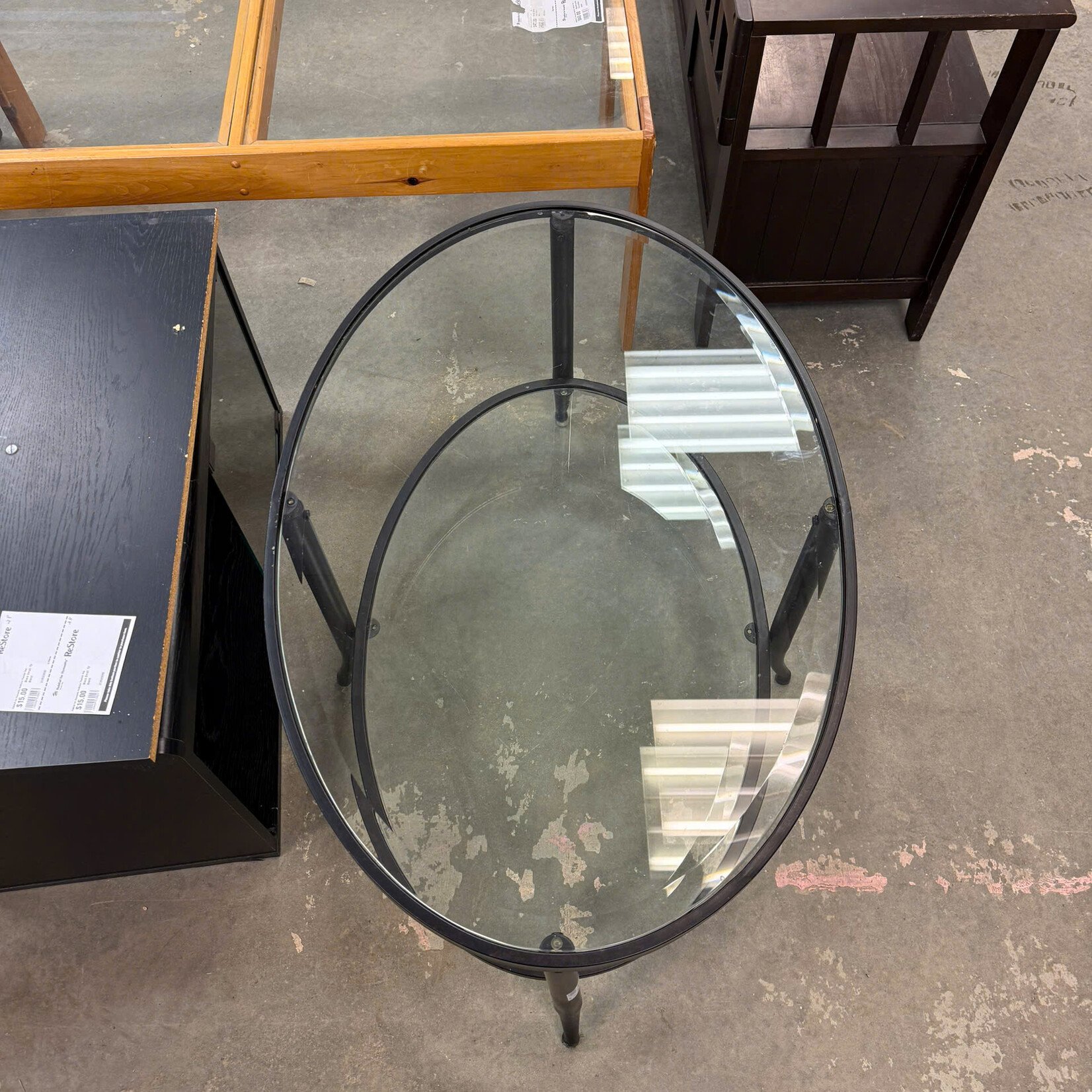 Double Glass Oval Table