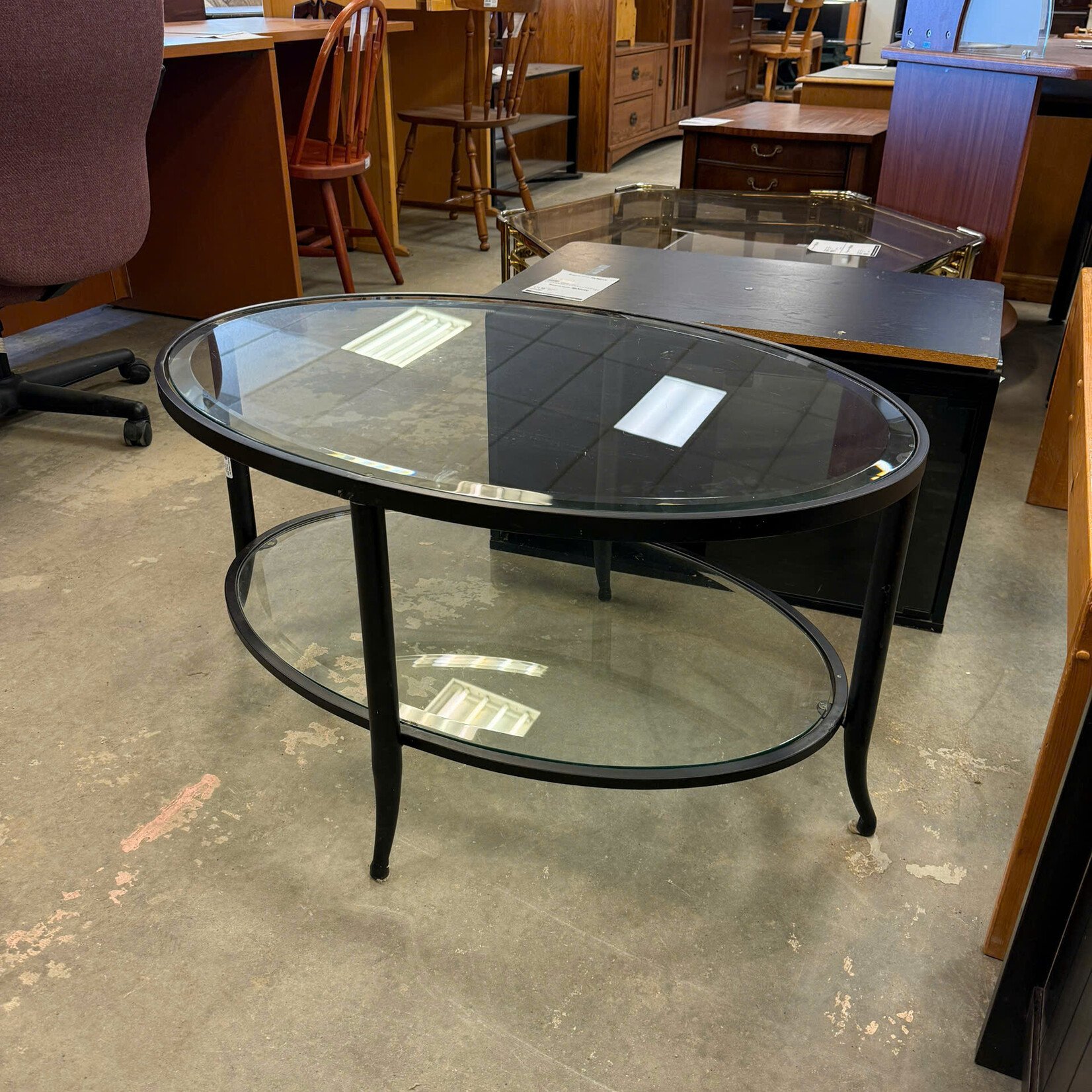 Double Glass Oval Table