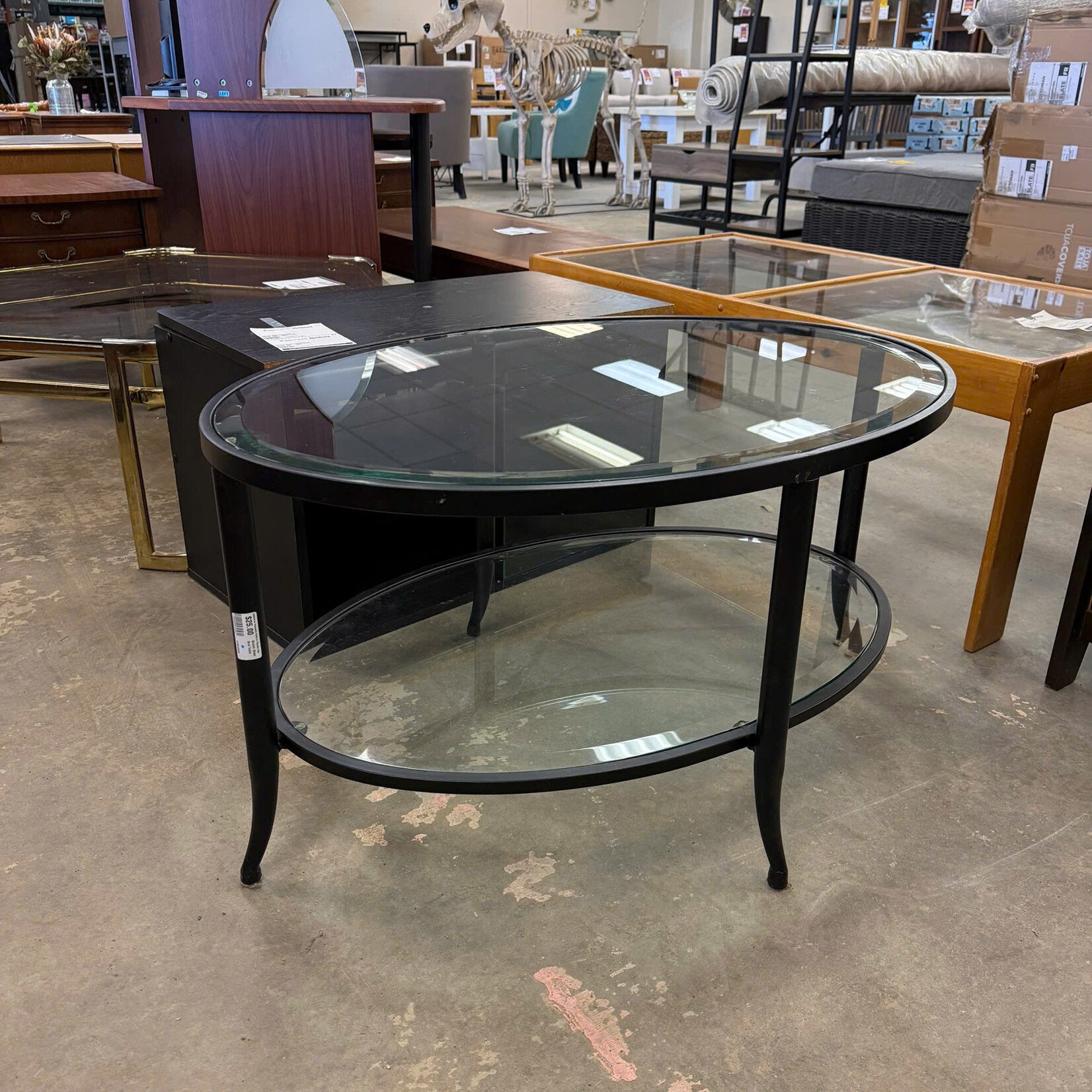 Double Glass Oval Table