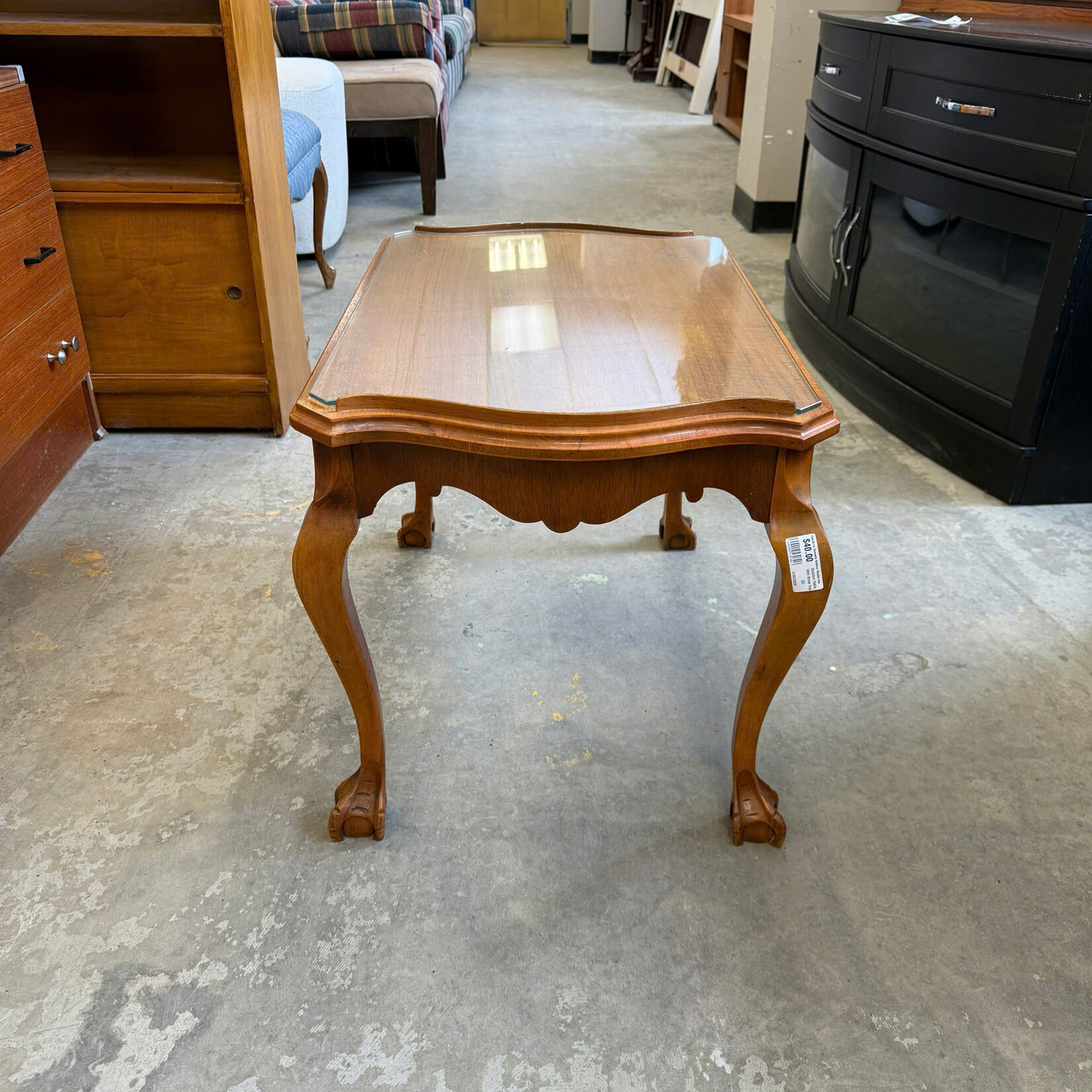 Clubfoot Table With Glass Top