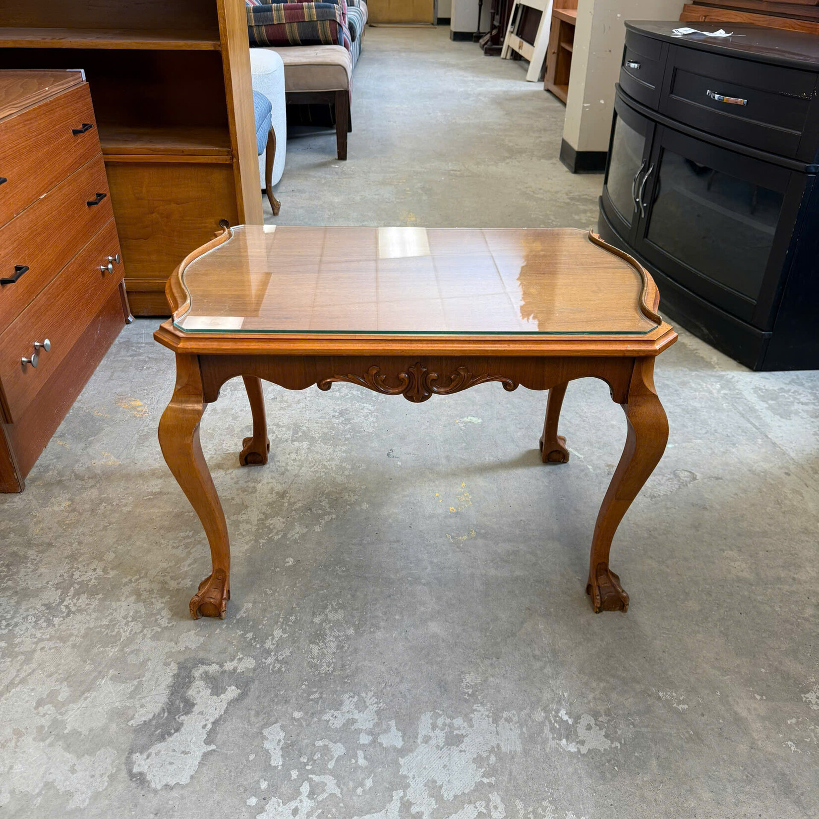 Clubfoot Table With Glass Top