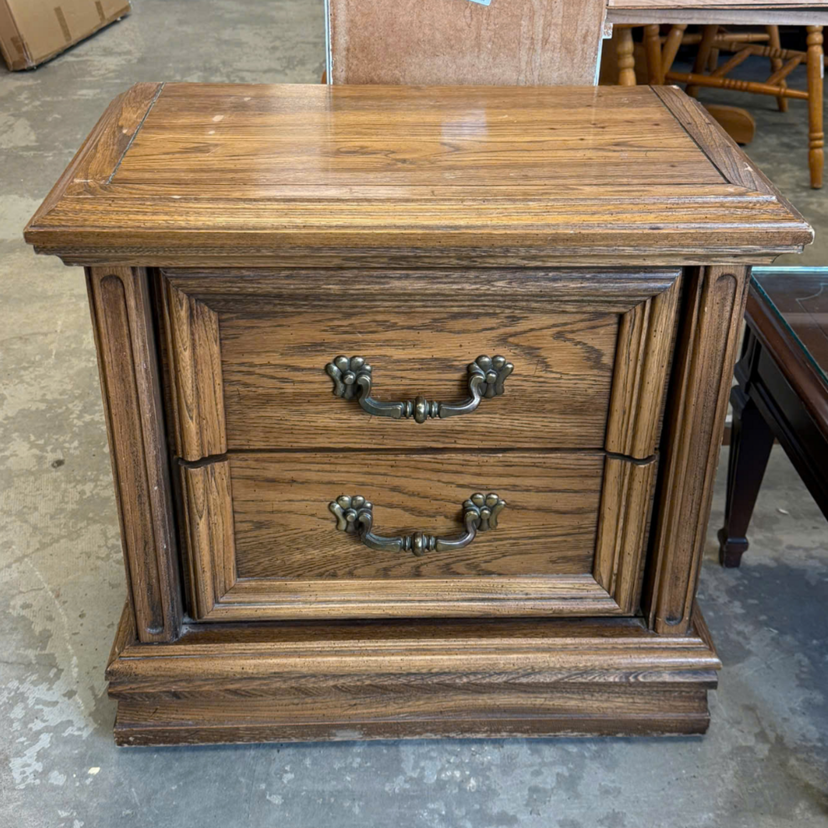 Brown 2 Drawer Nightstand