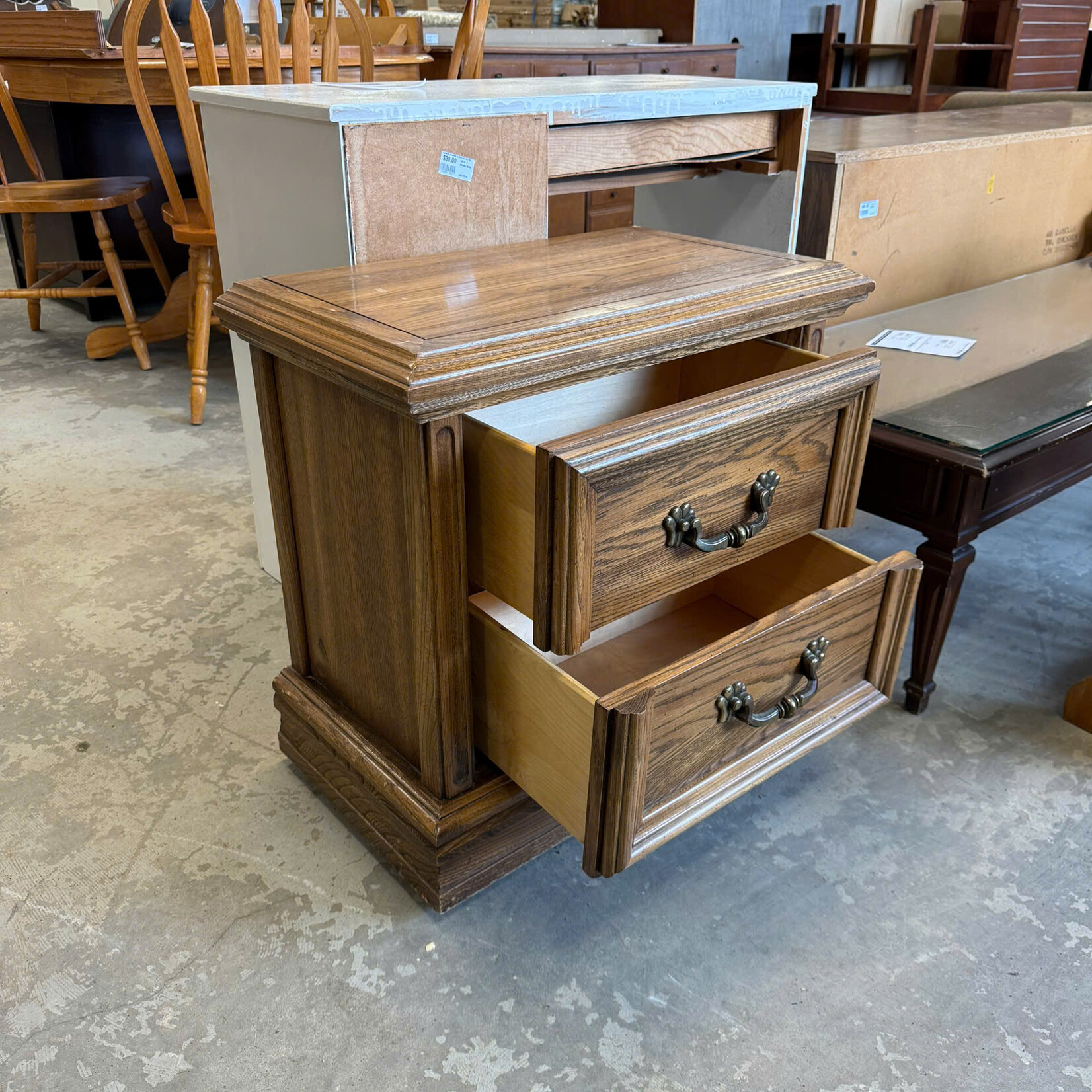 Brown 2 Drawer Nightstand