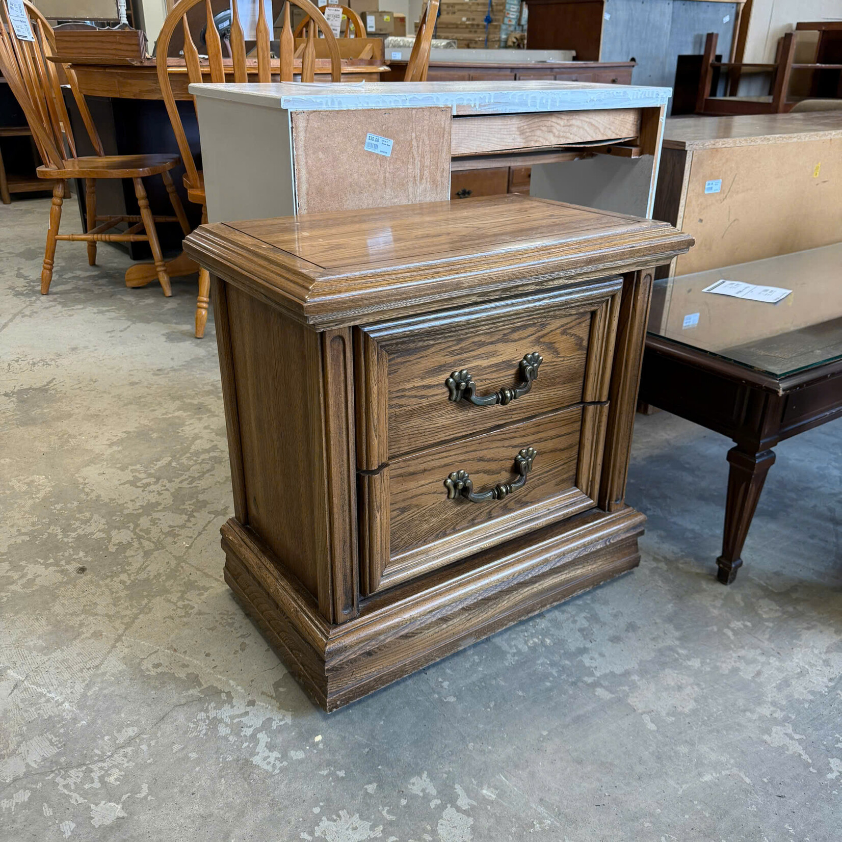 Brown 2 Drawer Nightstand