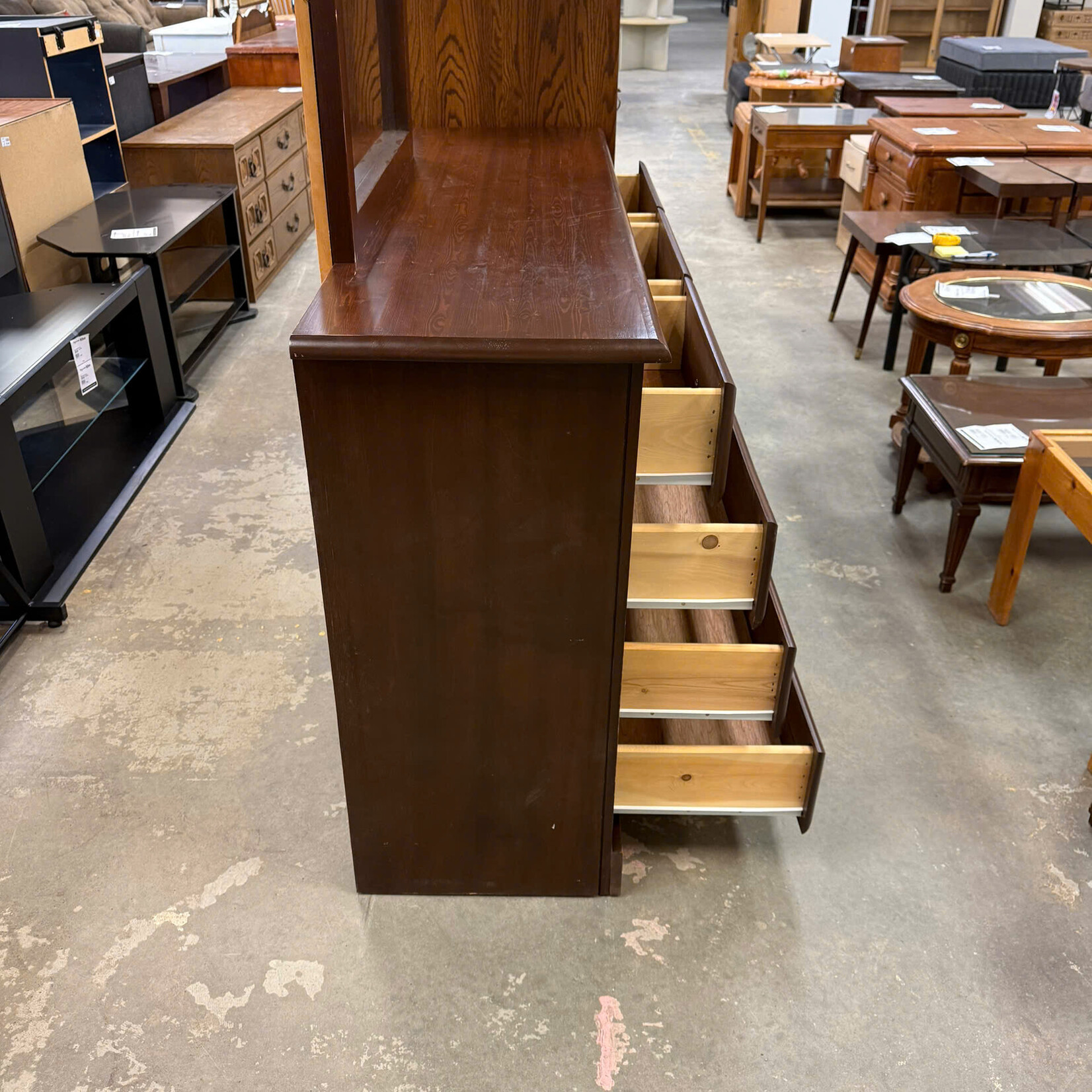 Dark Brown Wood Dresser With 9 Drawers