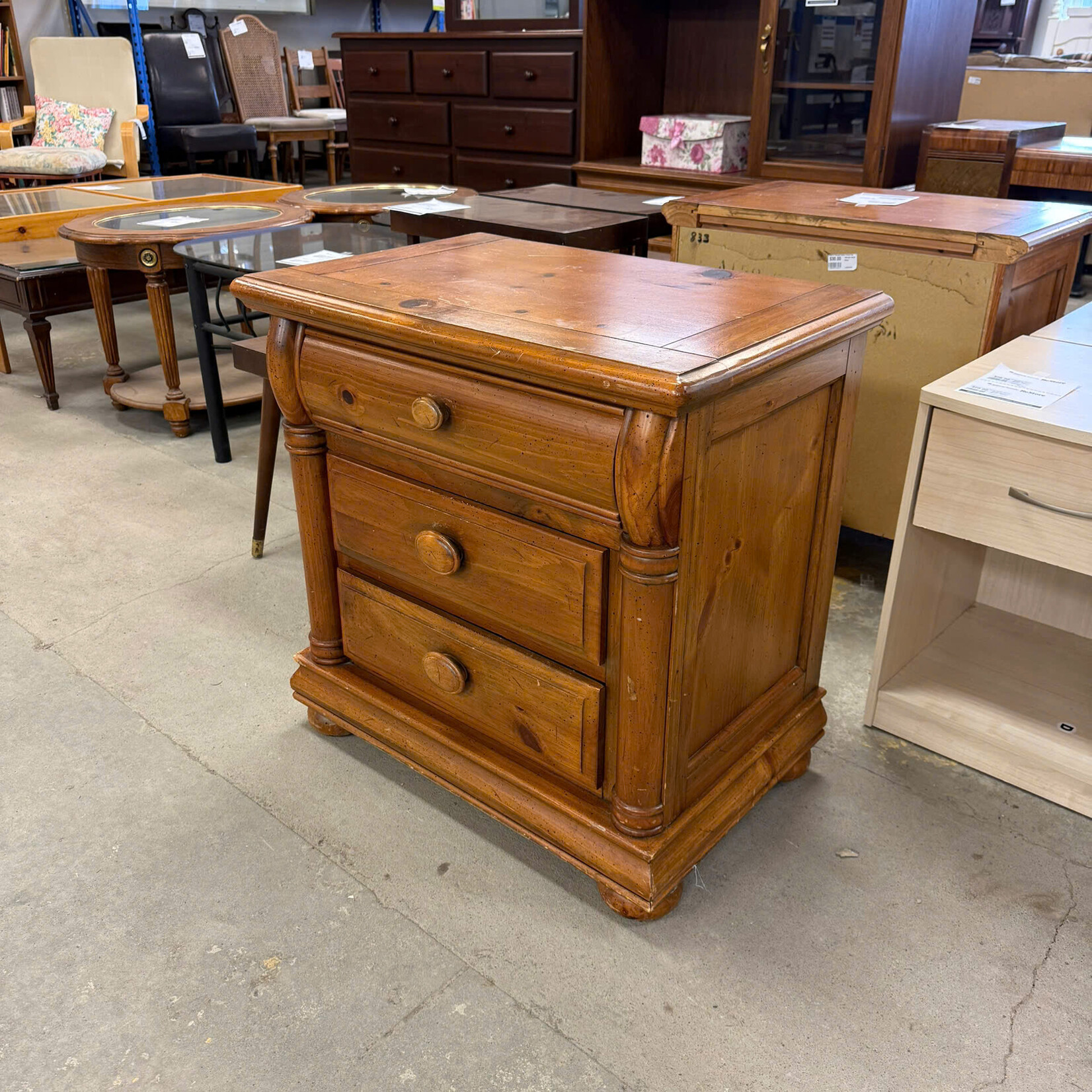 3-Drawer Wooden Night Stand