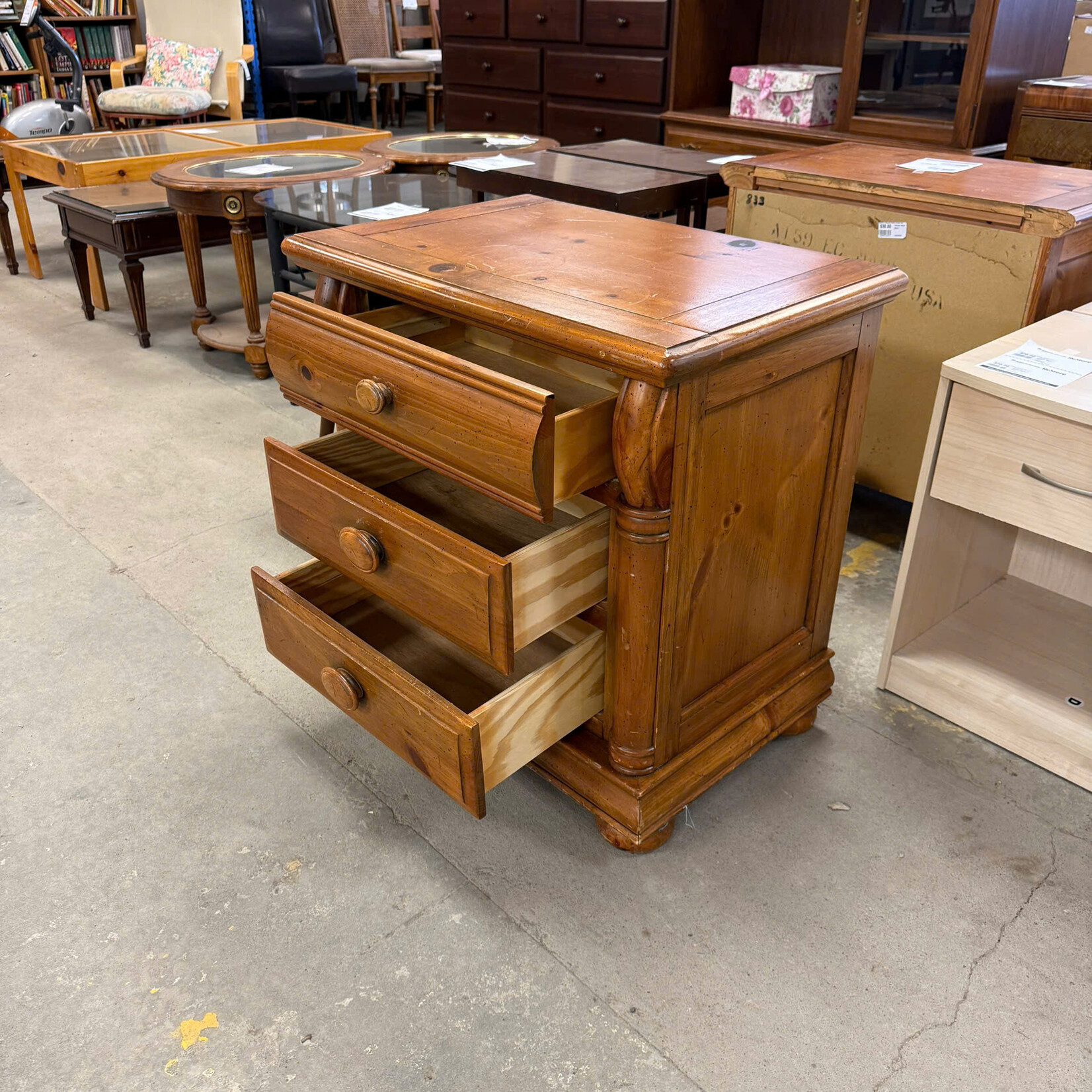 3-Drawer Wooden Night Stand