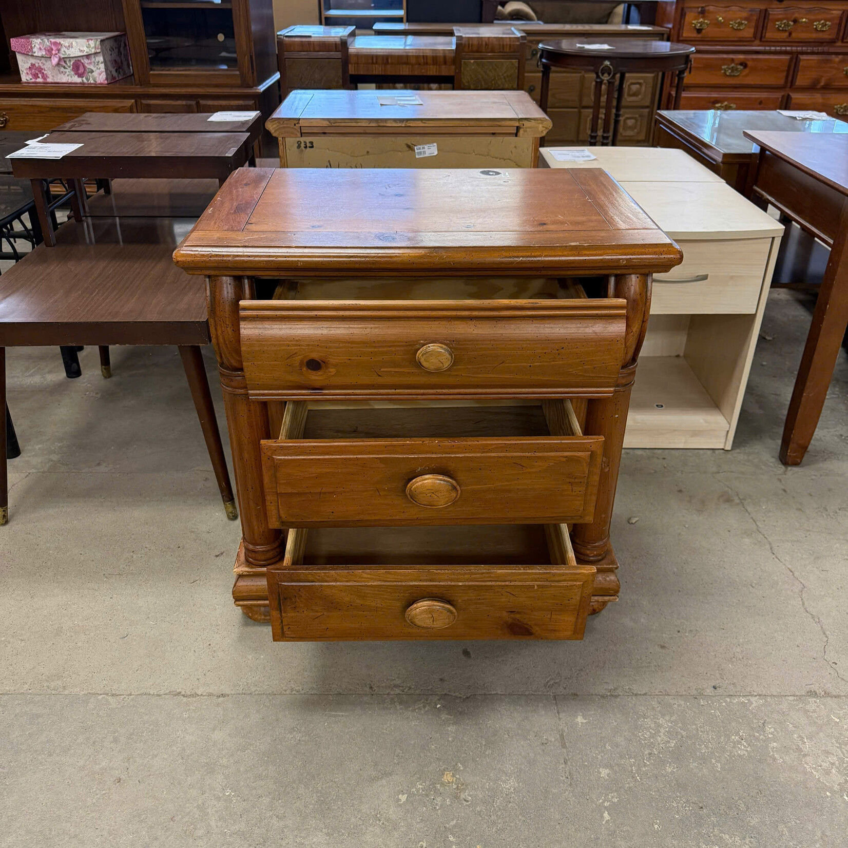 3-Drawer Wooden Night Stand