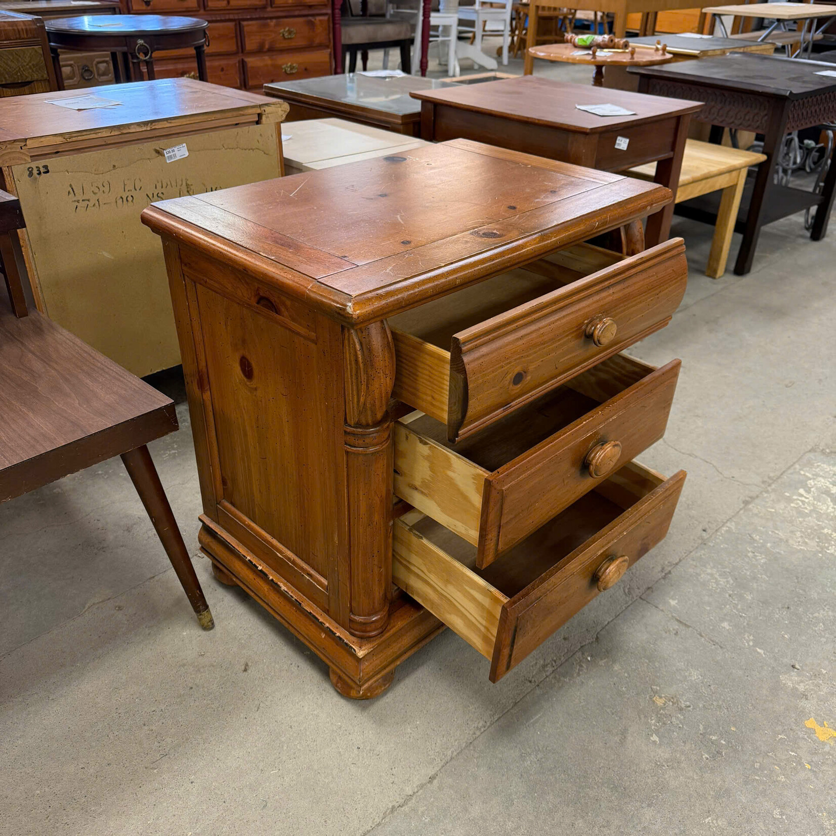 3-Drawer Wooden Night Stand