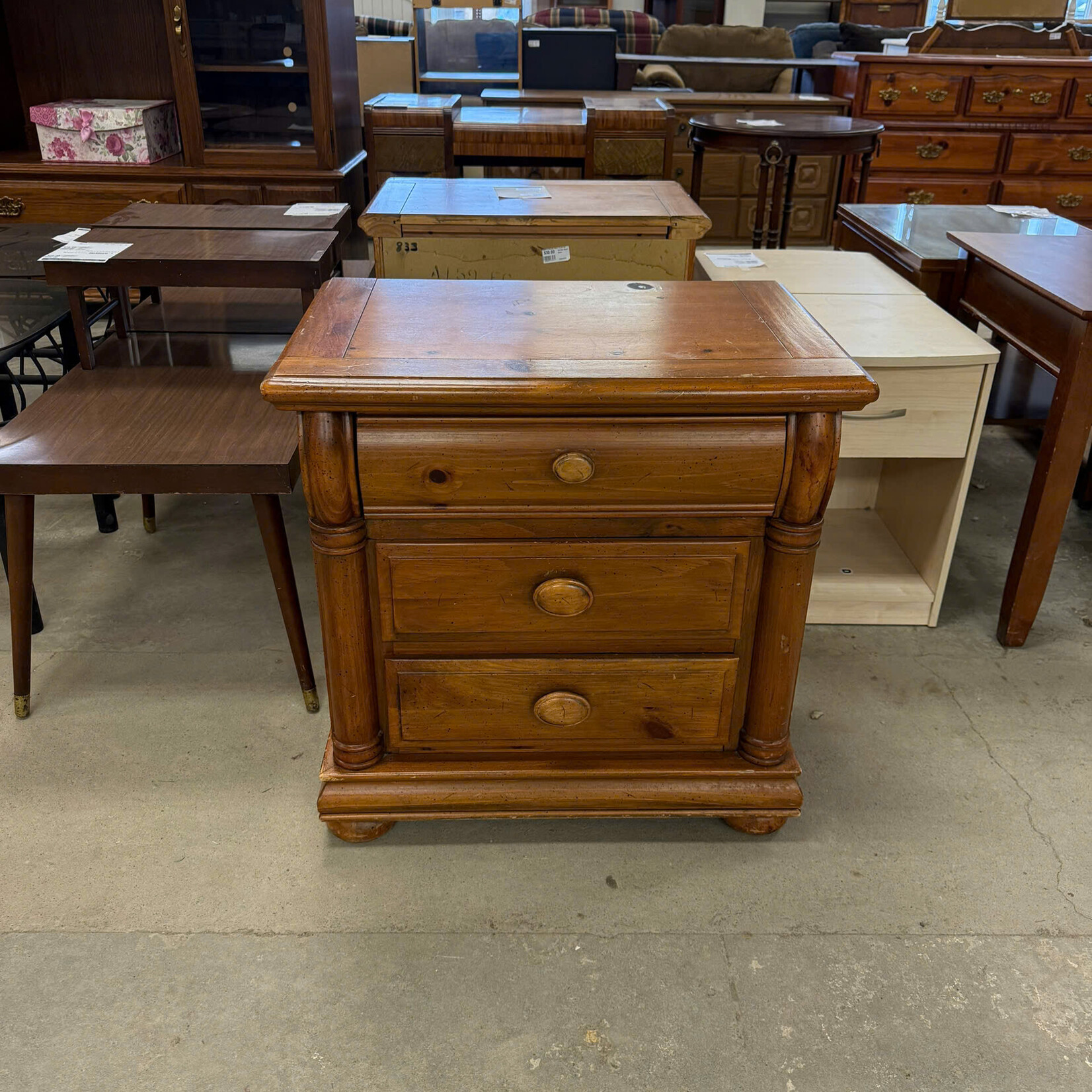 3-Drawer Wooden Night Stand