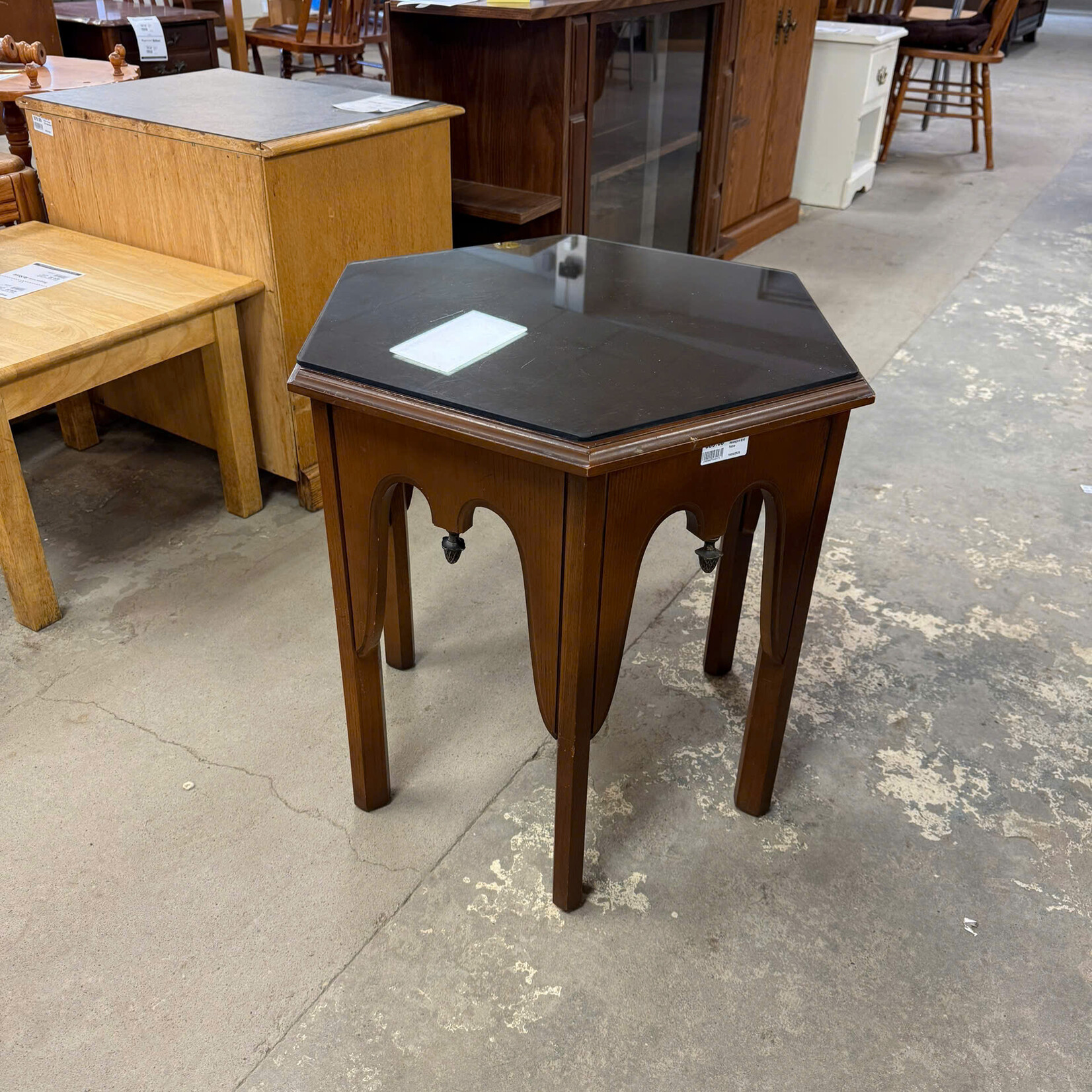Glass Top Hexagon End Table