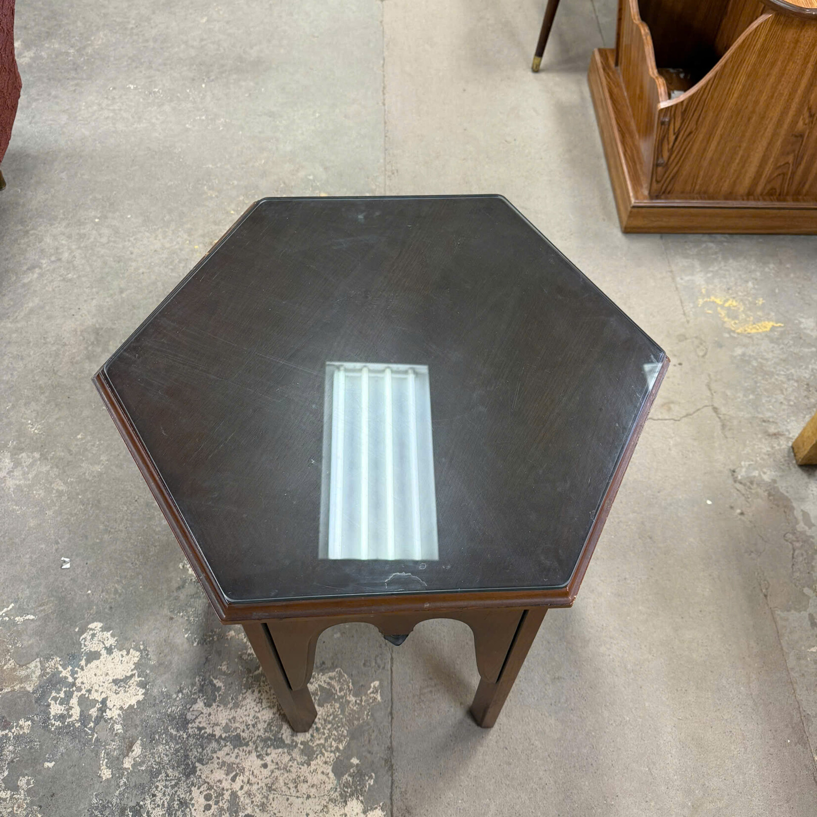 Glass Top Hexagon End Table