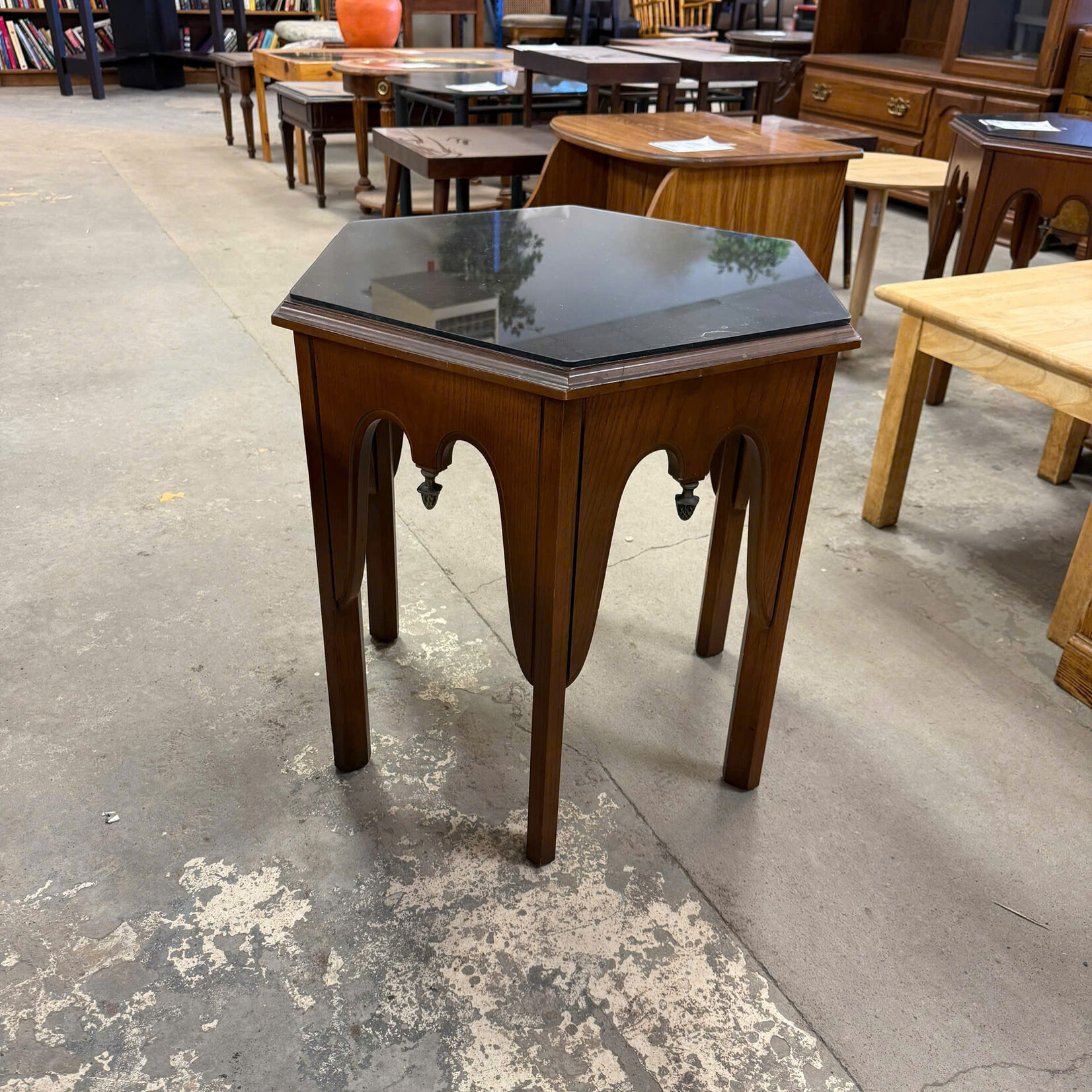 Glass Top Hexagon End Table