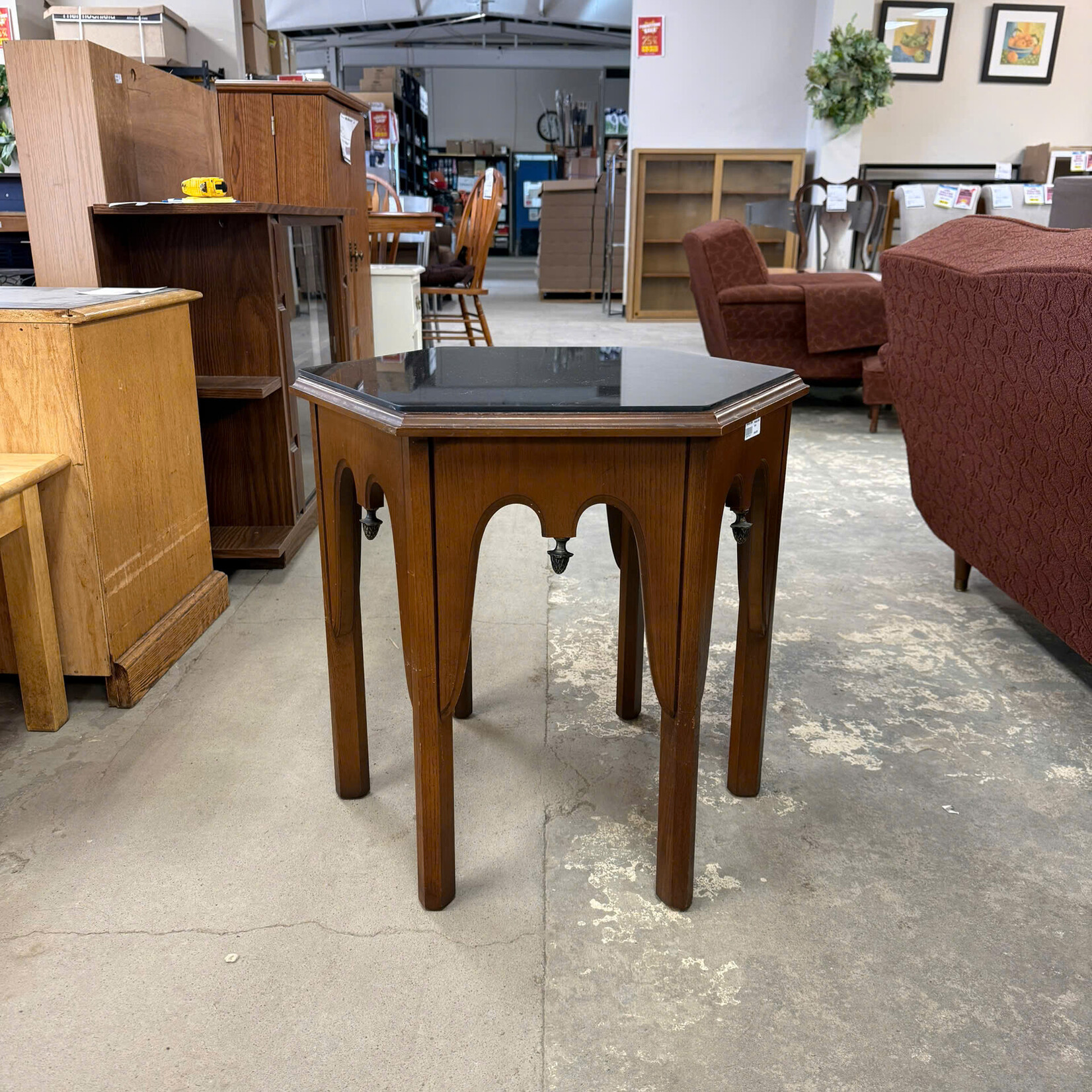 Glass Top Hexagon End Table