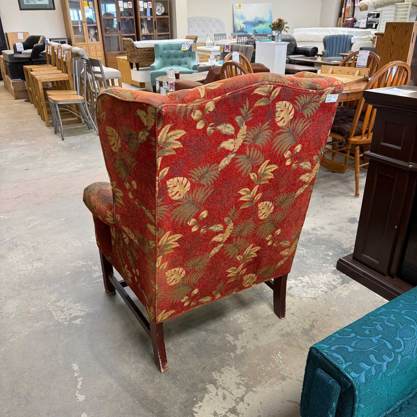 Orange Wing Back Chair
