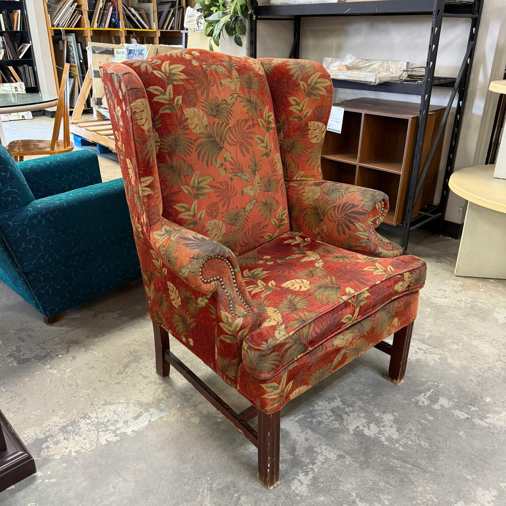 Orange Wing Back Chair