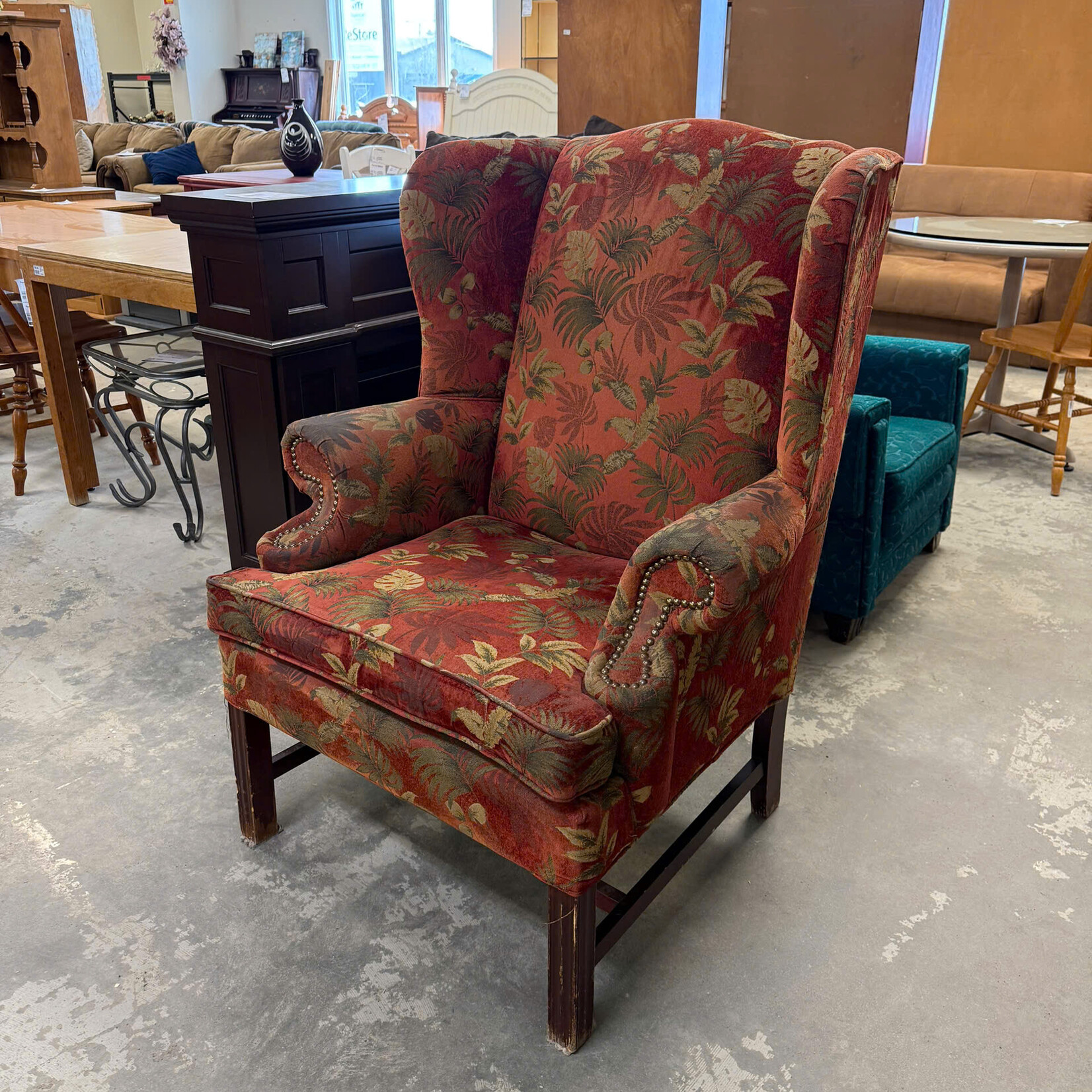 Orange Wing Back Chair