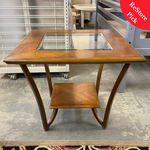 Wood And Beveled Glass End Table