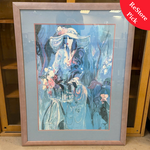 Blue Bicycle Lady Painting