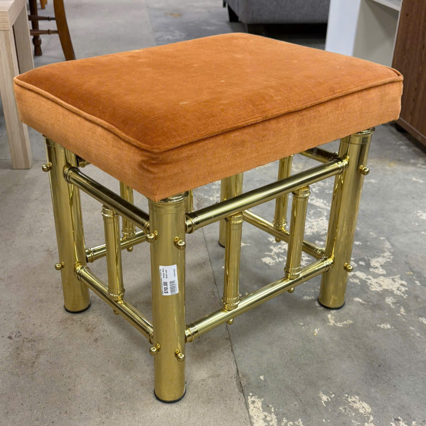 Orange Seat, Brass Legs
