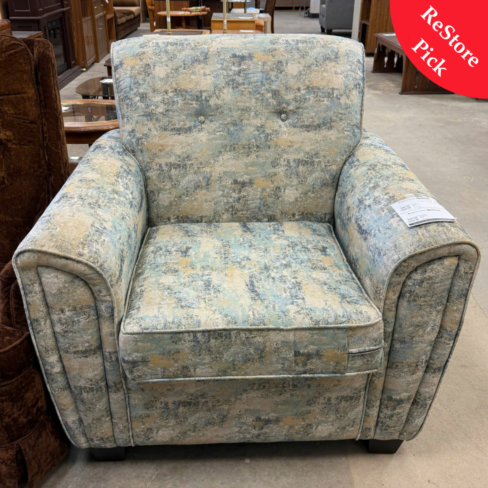 Blue And Beige Arm Chair