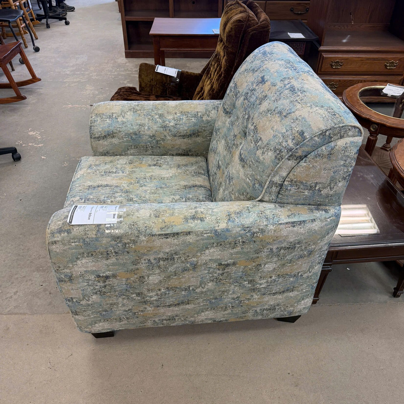 Blue And Beige Arm Chair
