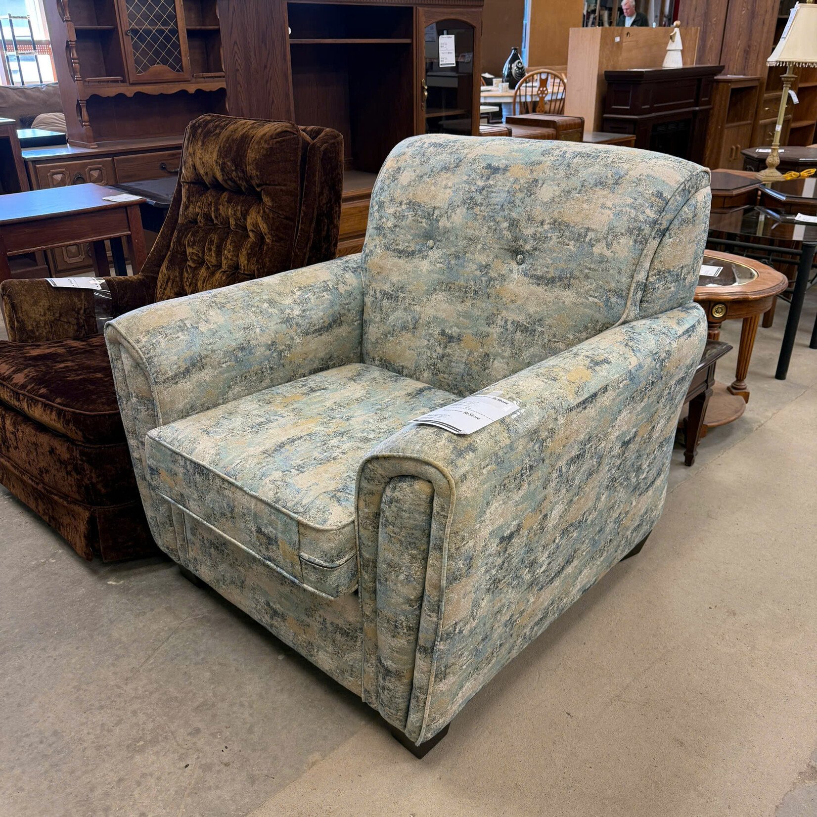 Blue And Beige Arm Chair