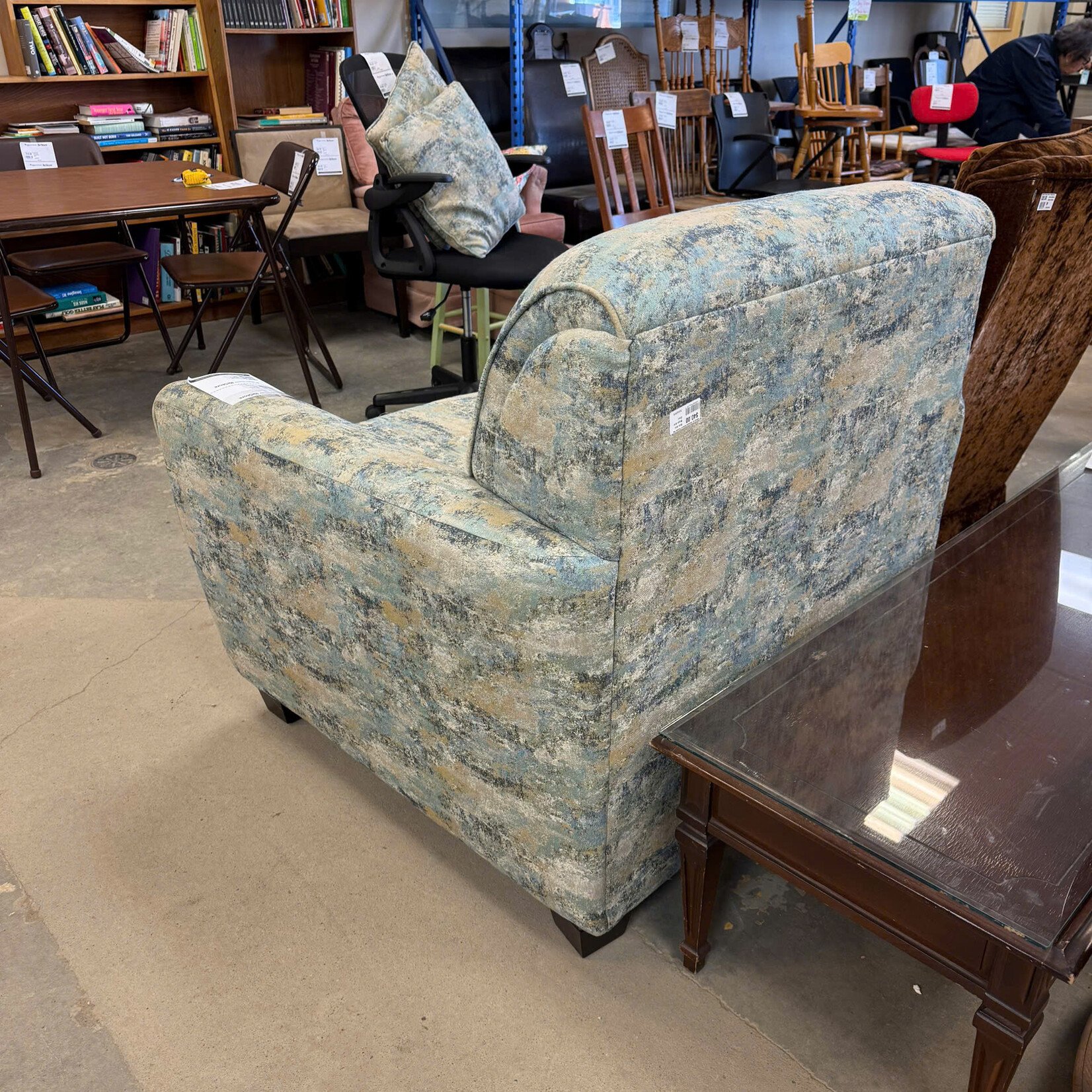 Blue And Beige Arm Chair