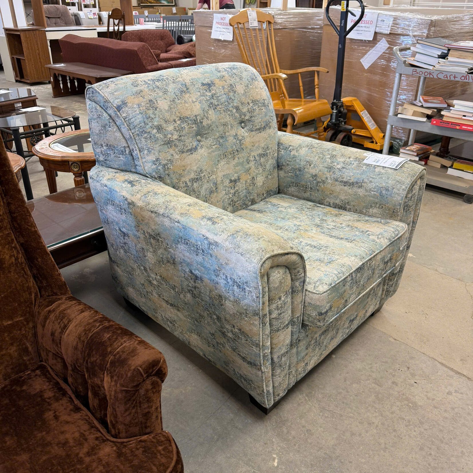 Blue And Beige Arm Chair