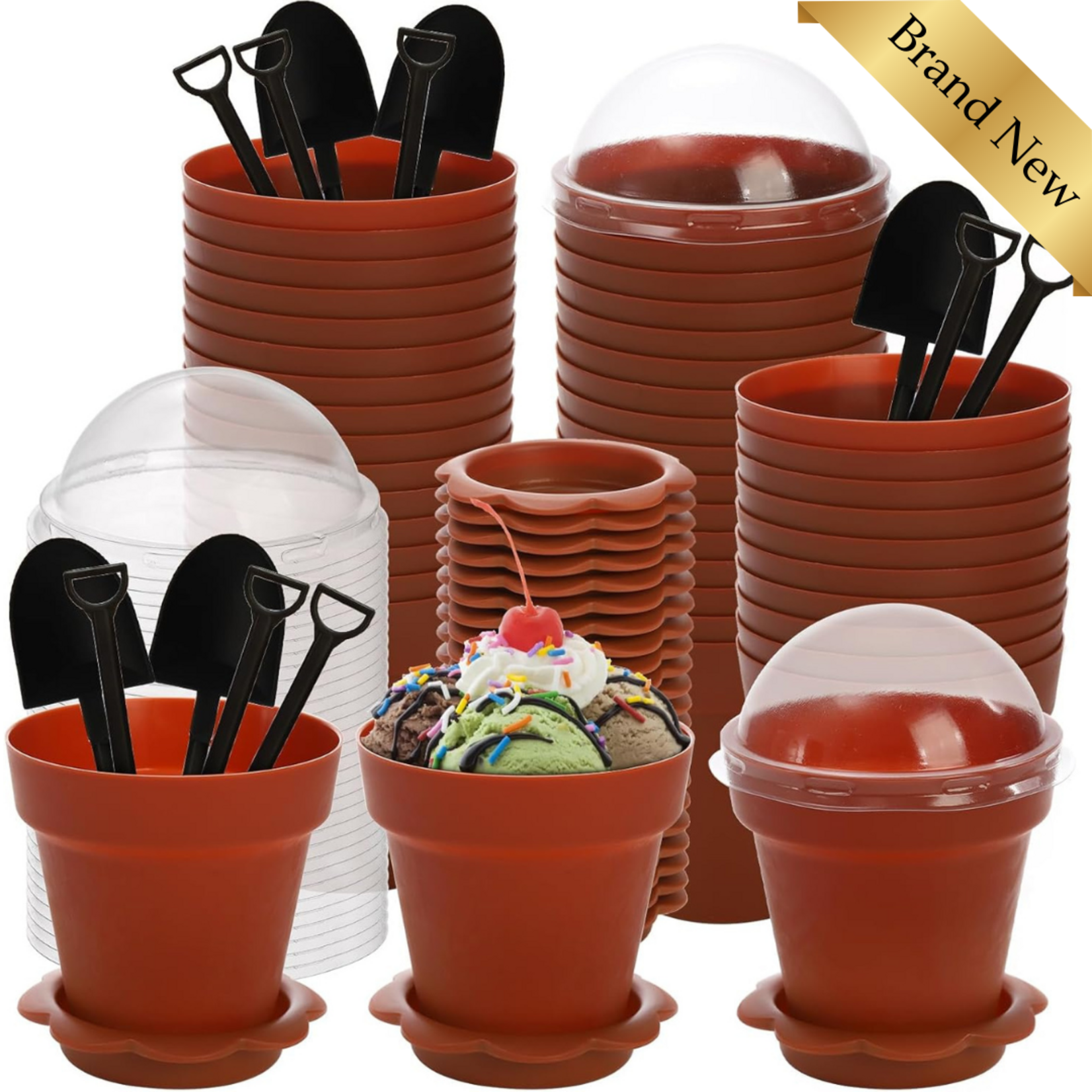Dessert Cups w Lids & Spoons 50pcs