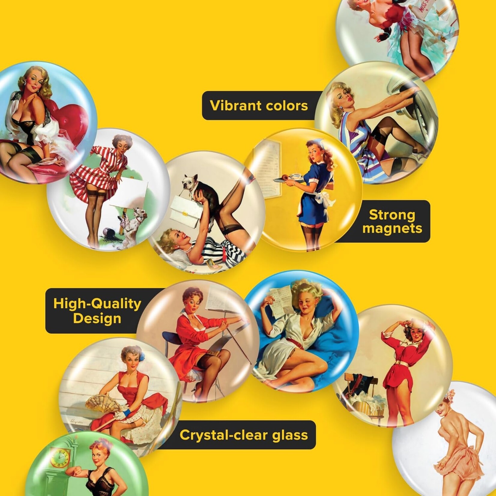 12Pcs Glass Fridge Magnets 