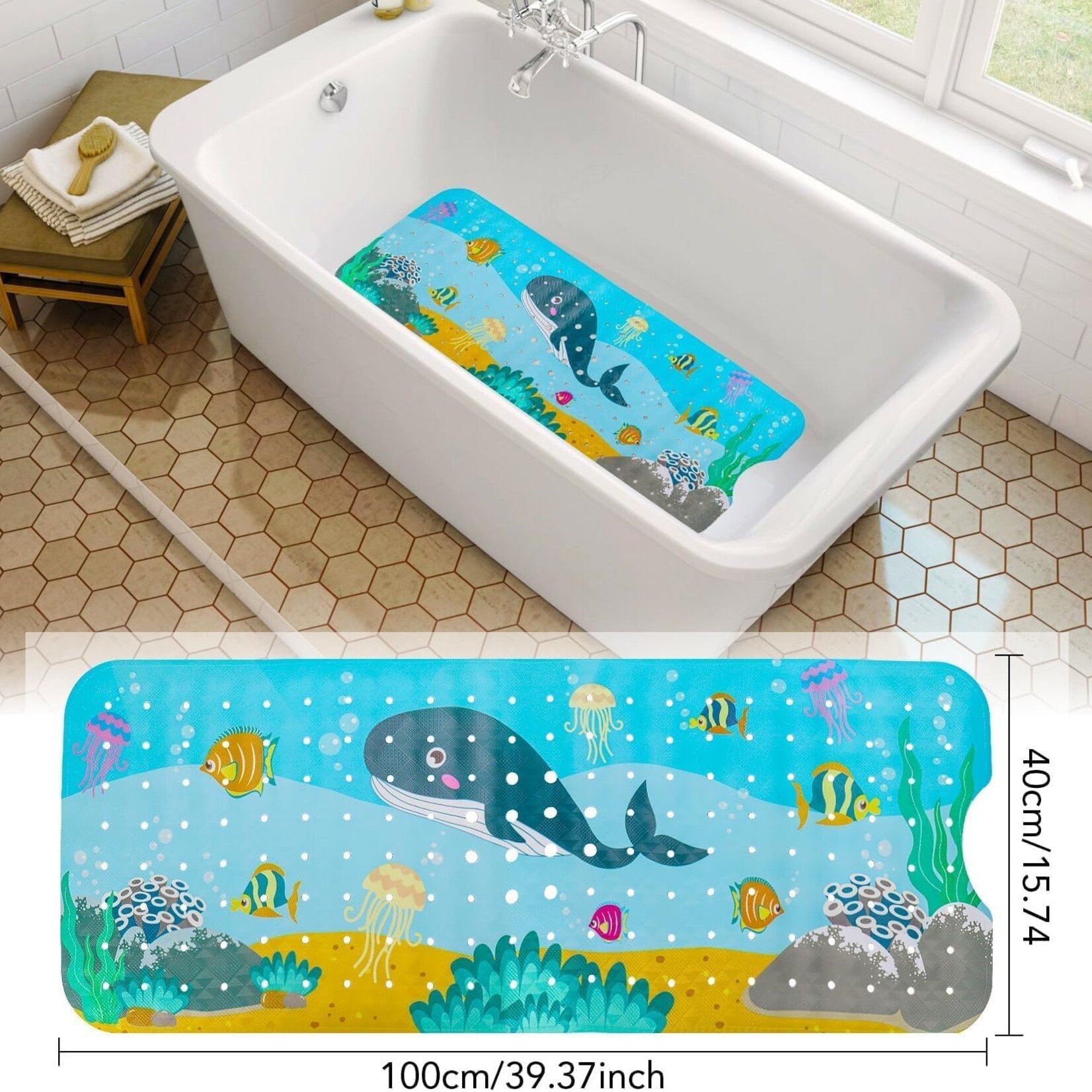 Nonslip Kid Bath Mat 40X16