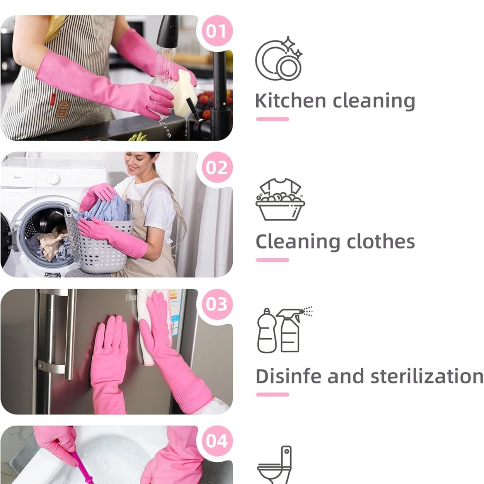 Cleaning Rubber Gloves 2 Pairs