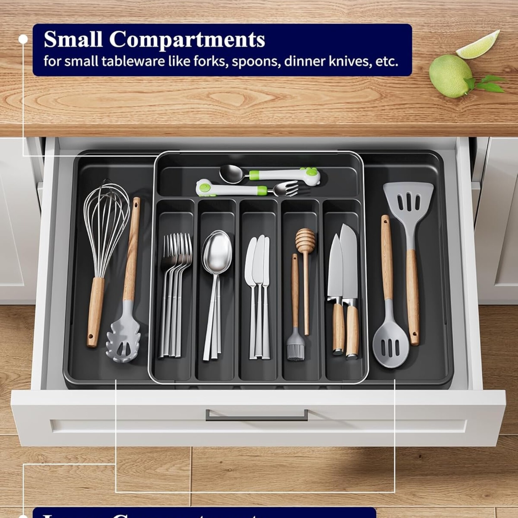 Black Large Cutlery Organizer