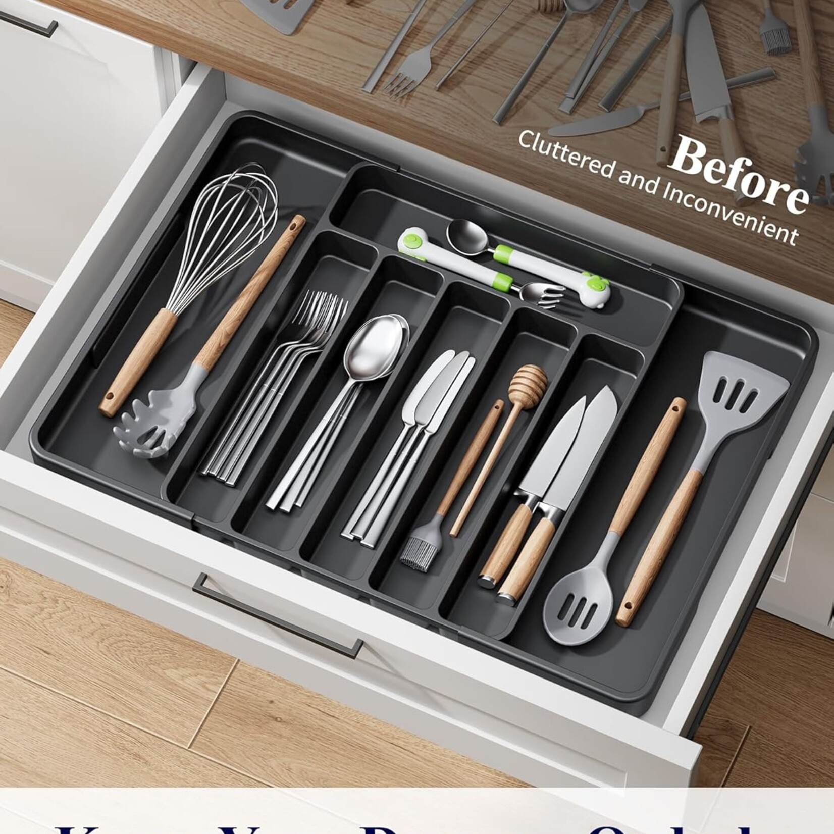 Black Large Cutlery Organizer