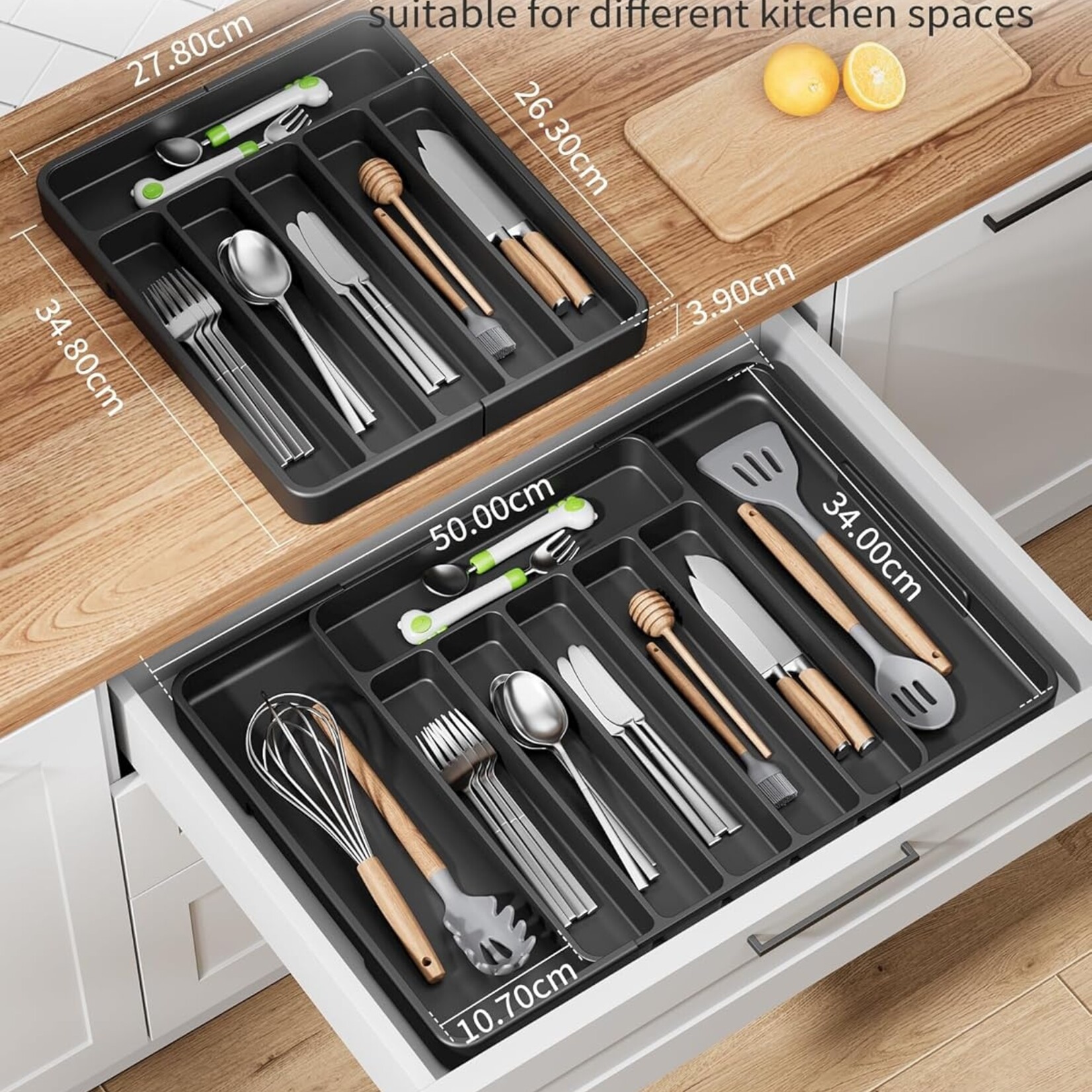 Black Large Cutlery Organizer