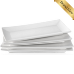 4Pcs White Rectangle Plates