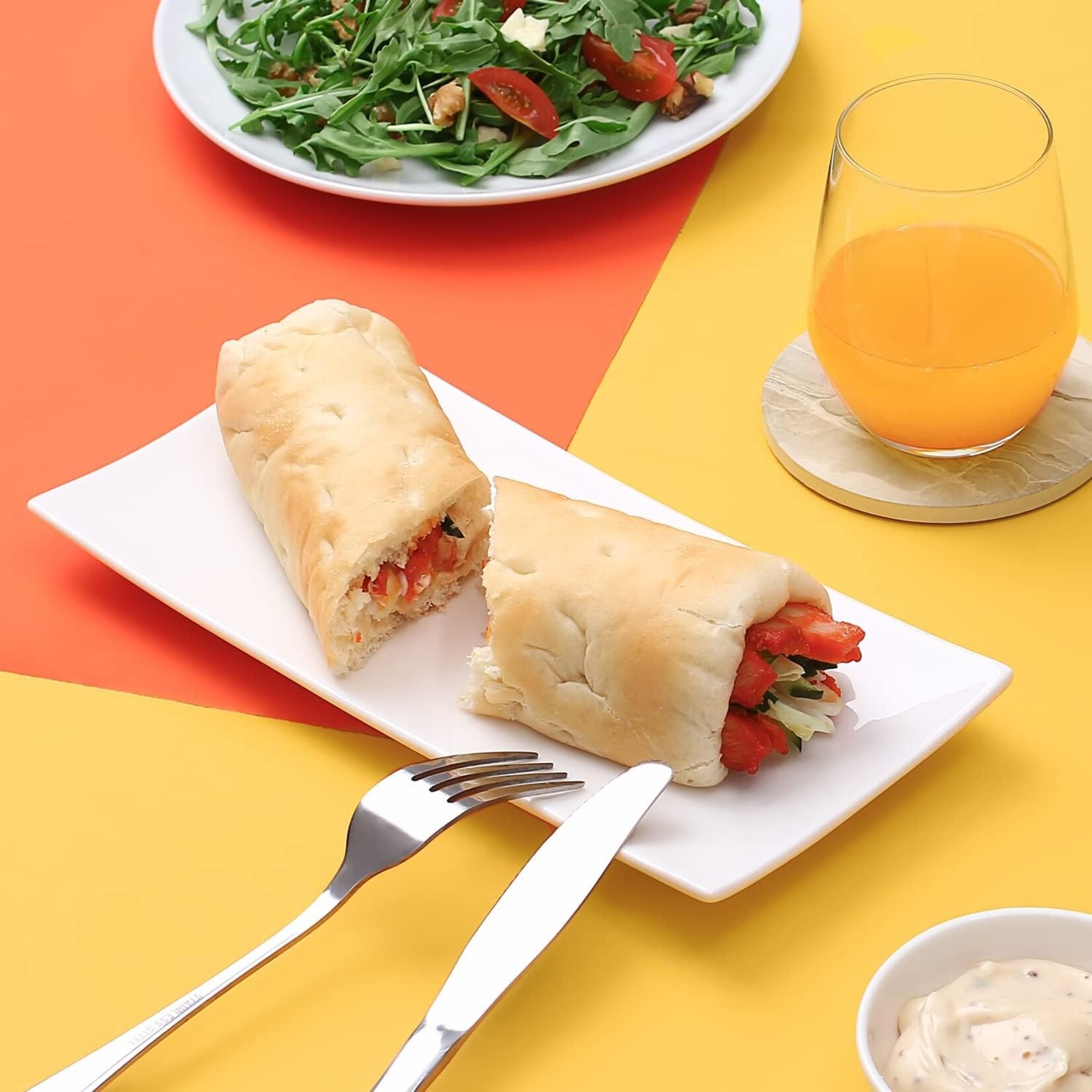 4Pcs White Rectangle Plates
