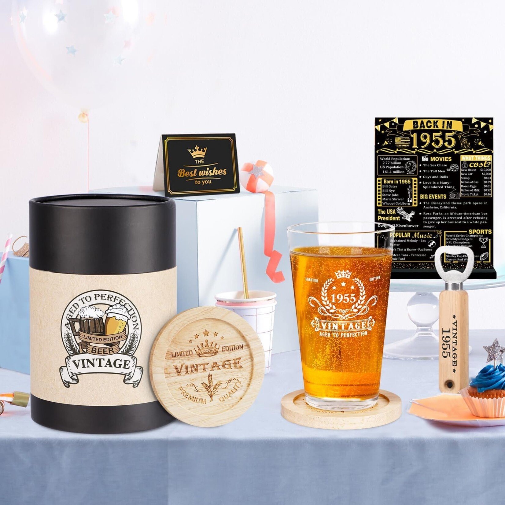 Vintage 1955 Beer Glass Gift Box