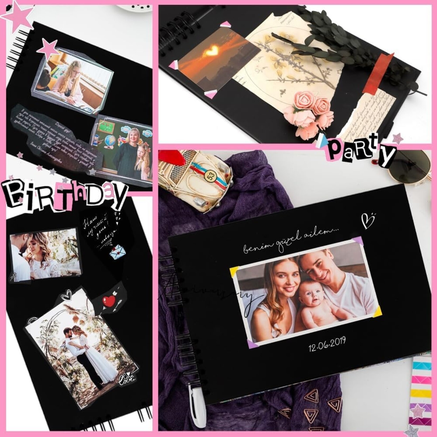 DYI Black Scrapbook 8.2x11.8 in
