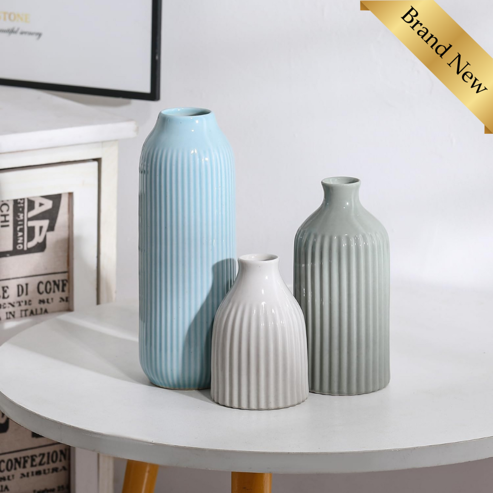 Ceramic Vase Set of 3 MultiColor