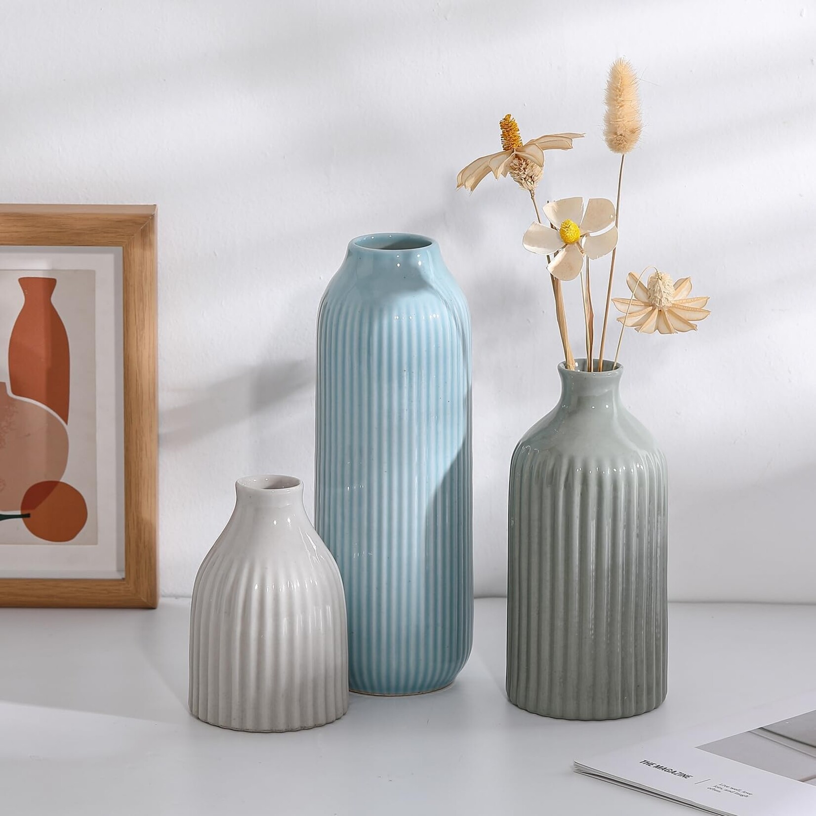 Ceramic Vase Set of 3 MultiColor