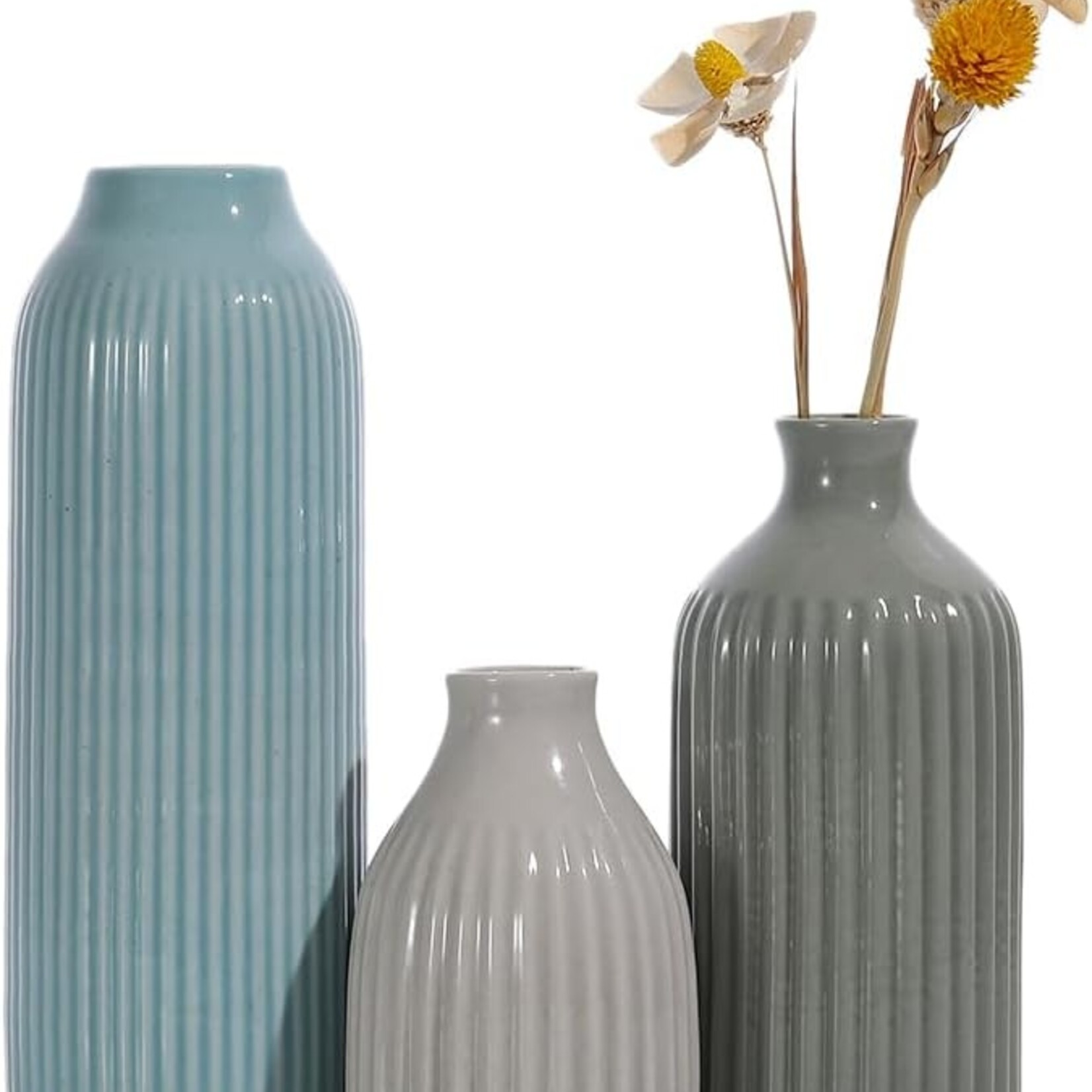 Ceramic Vase Set of 3 MultiColor