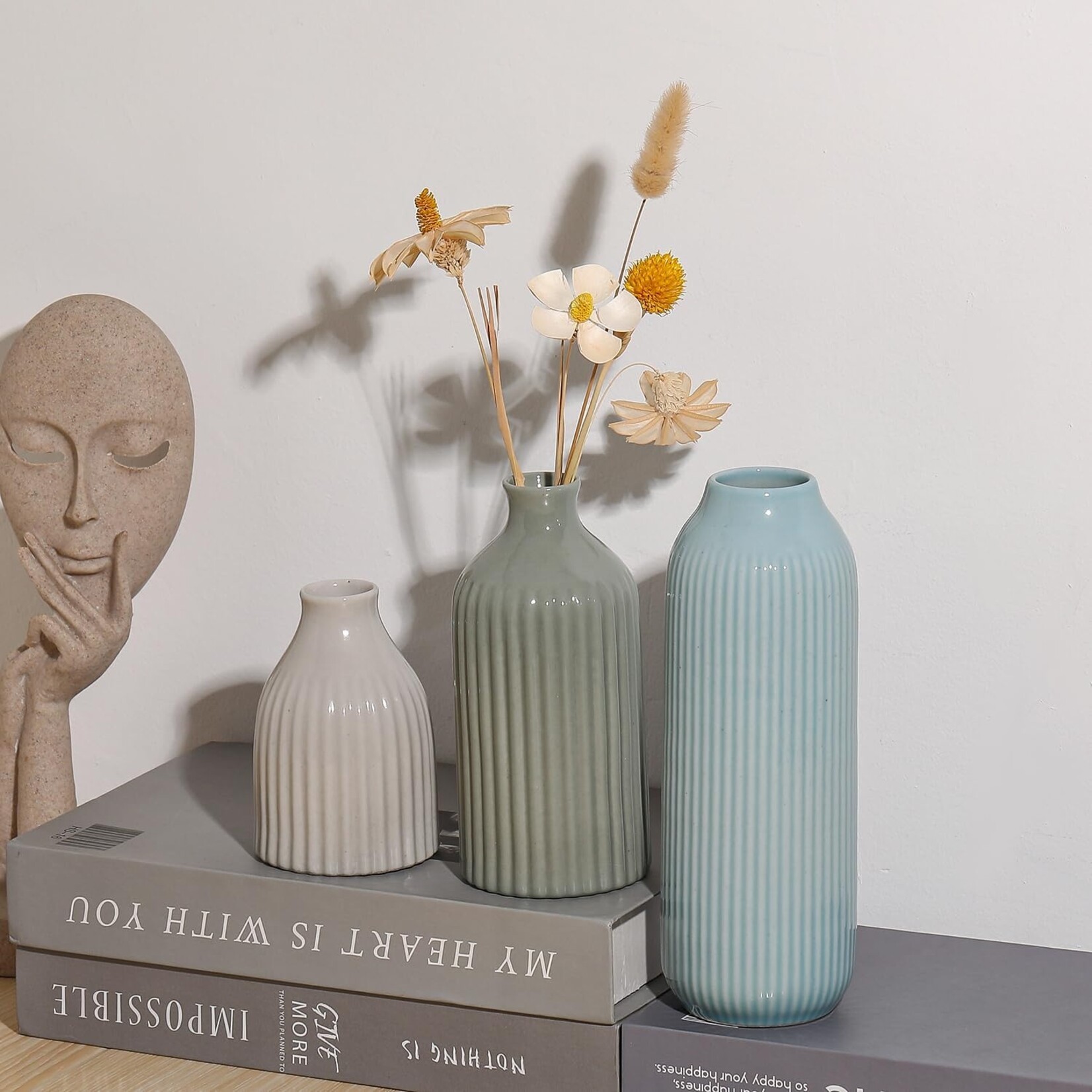 Ceramic Vase Set of 3 MultiColor